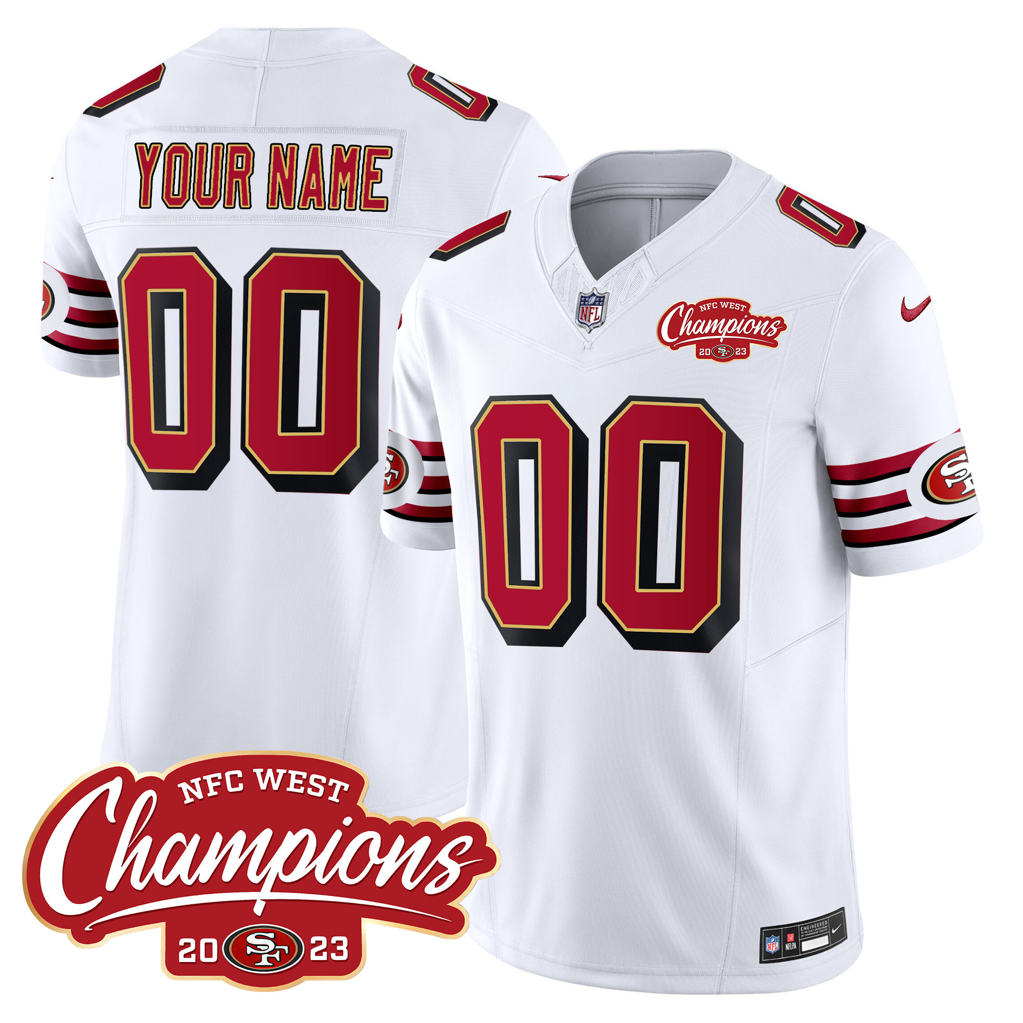 Men's San Francisco 49ers Throwback NFC West Champions Patch Vapor Custom White Jersey - All Stitched
