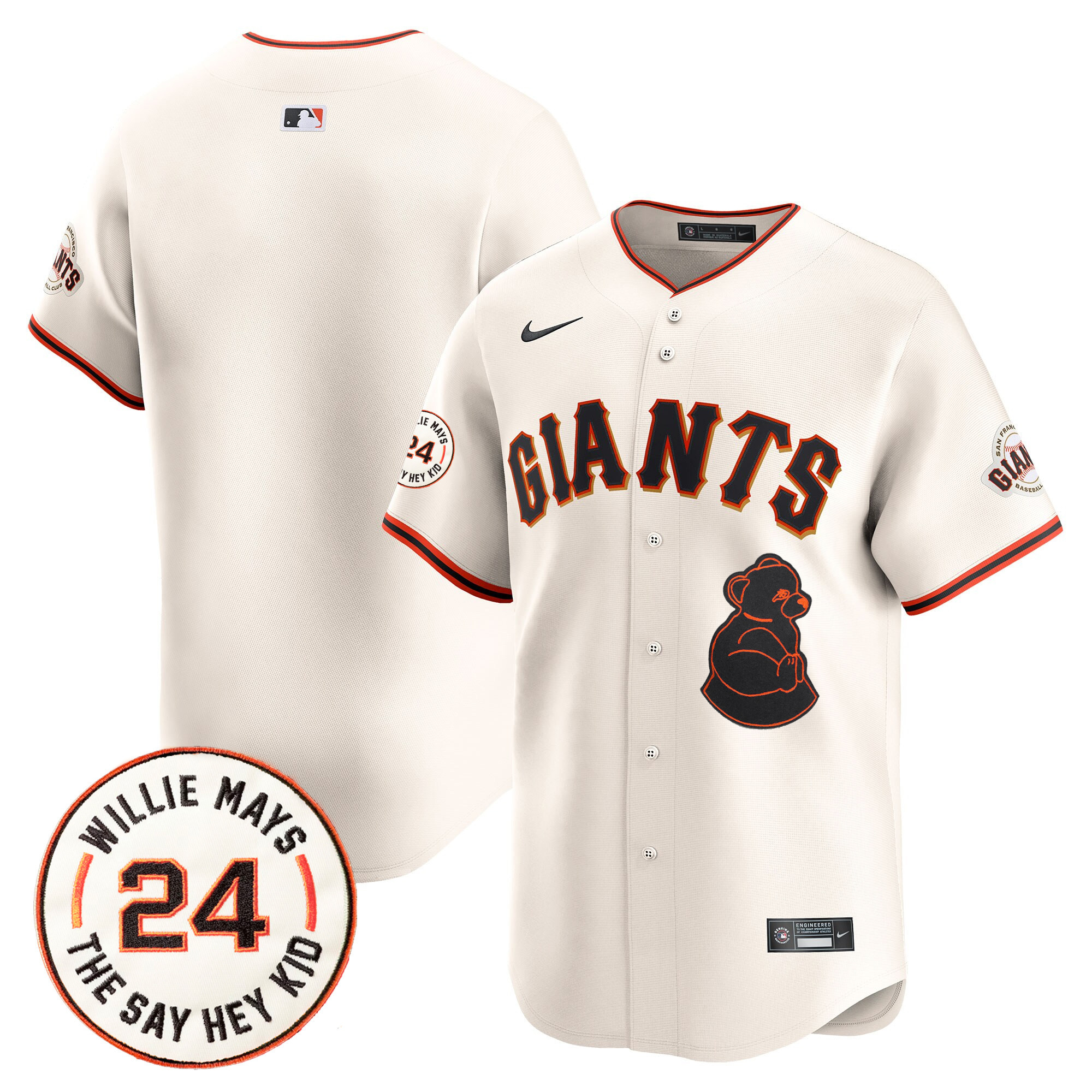 Men's San Francisco Giants 2024 Willie Mays Patch Vapor Premier Limited Cream Jersey V4 - All Stitched