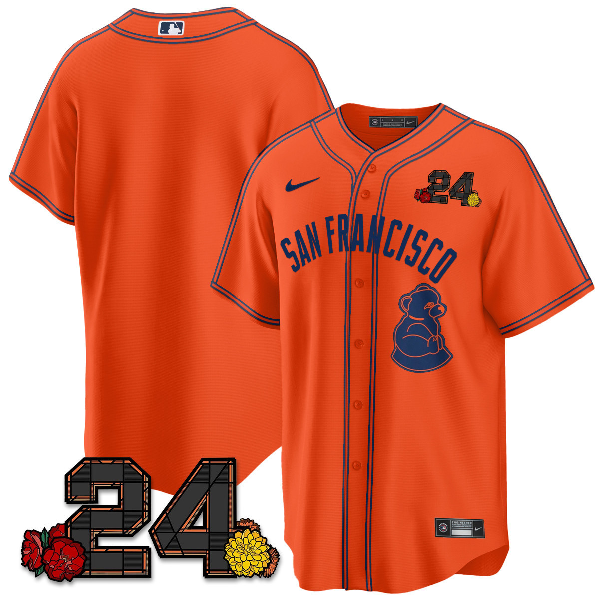 Men's San Francisco Giants 2024 Willie Mays Patch Vapor Premier Limited Orange Limited Jersey V2 - All Stitched