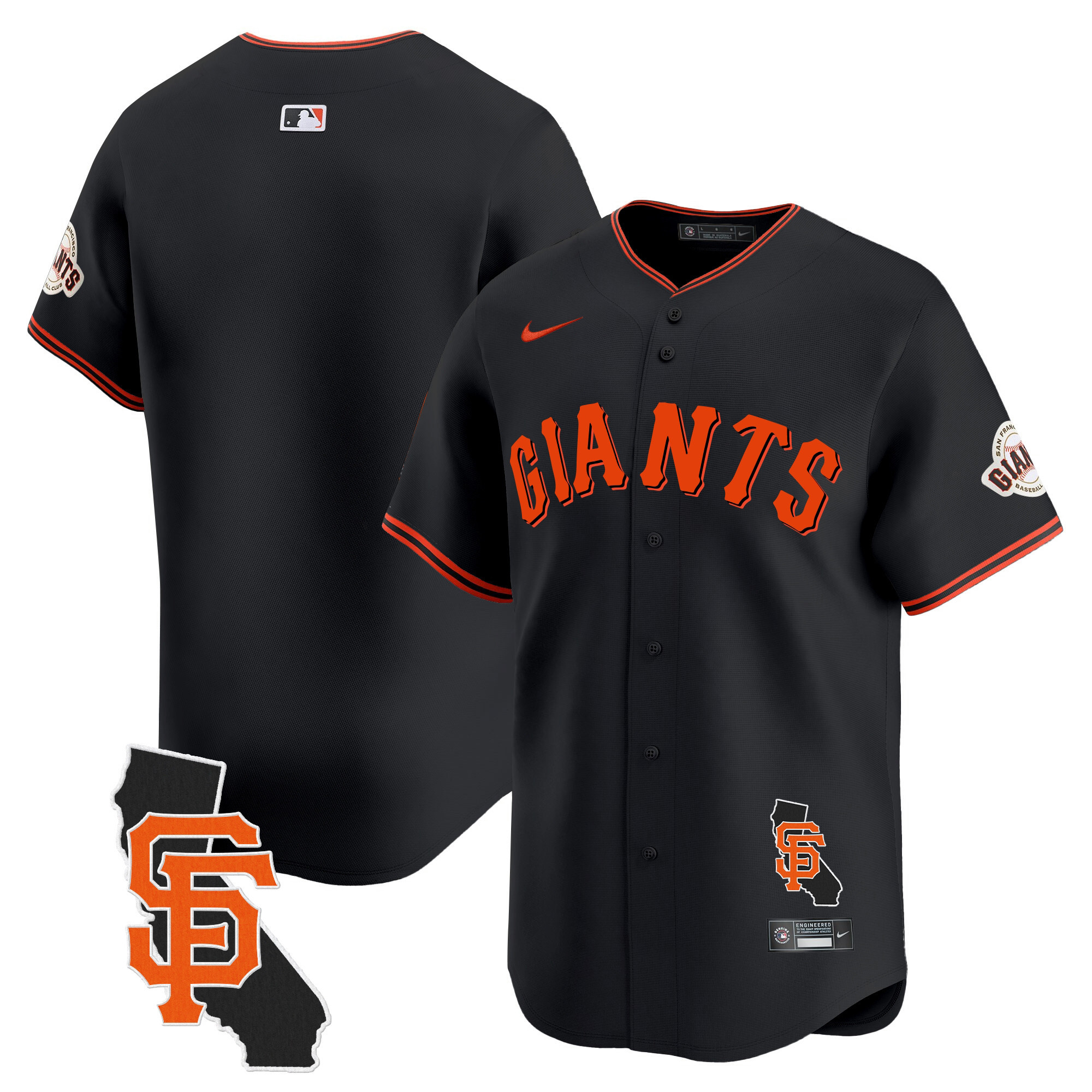 Men's San Francisco Giants California Patch Vapor Premier Limited Black Jersey - All Stitched