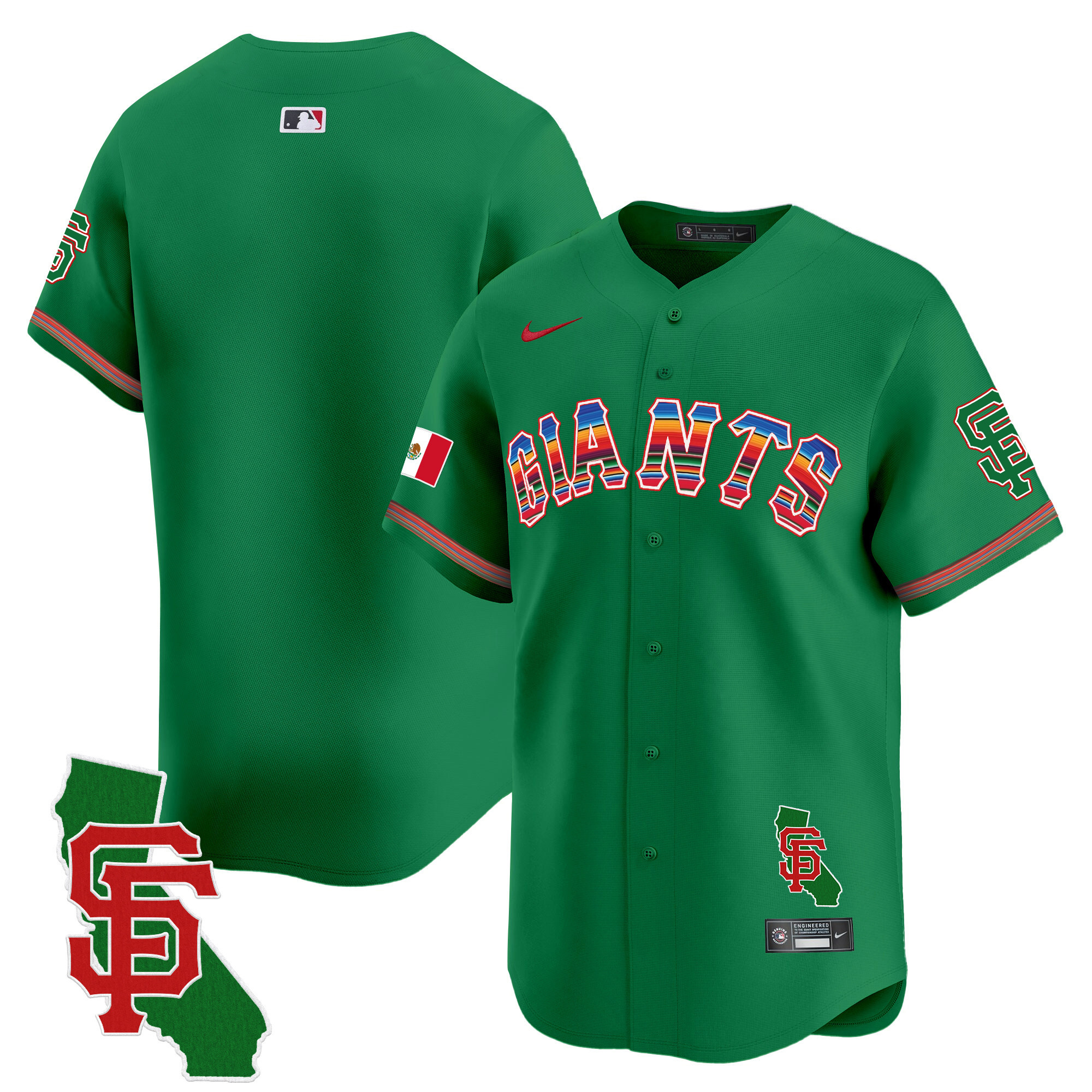 Men's San Francisco Giants Mexico California Patch Vapor Premier Limited Green Jersey - All Stitched