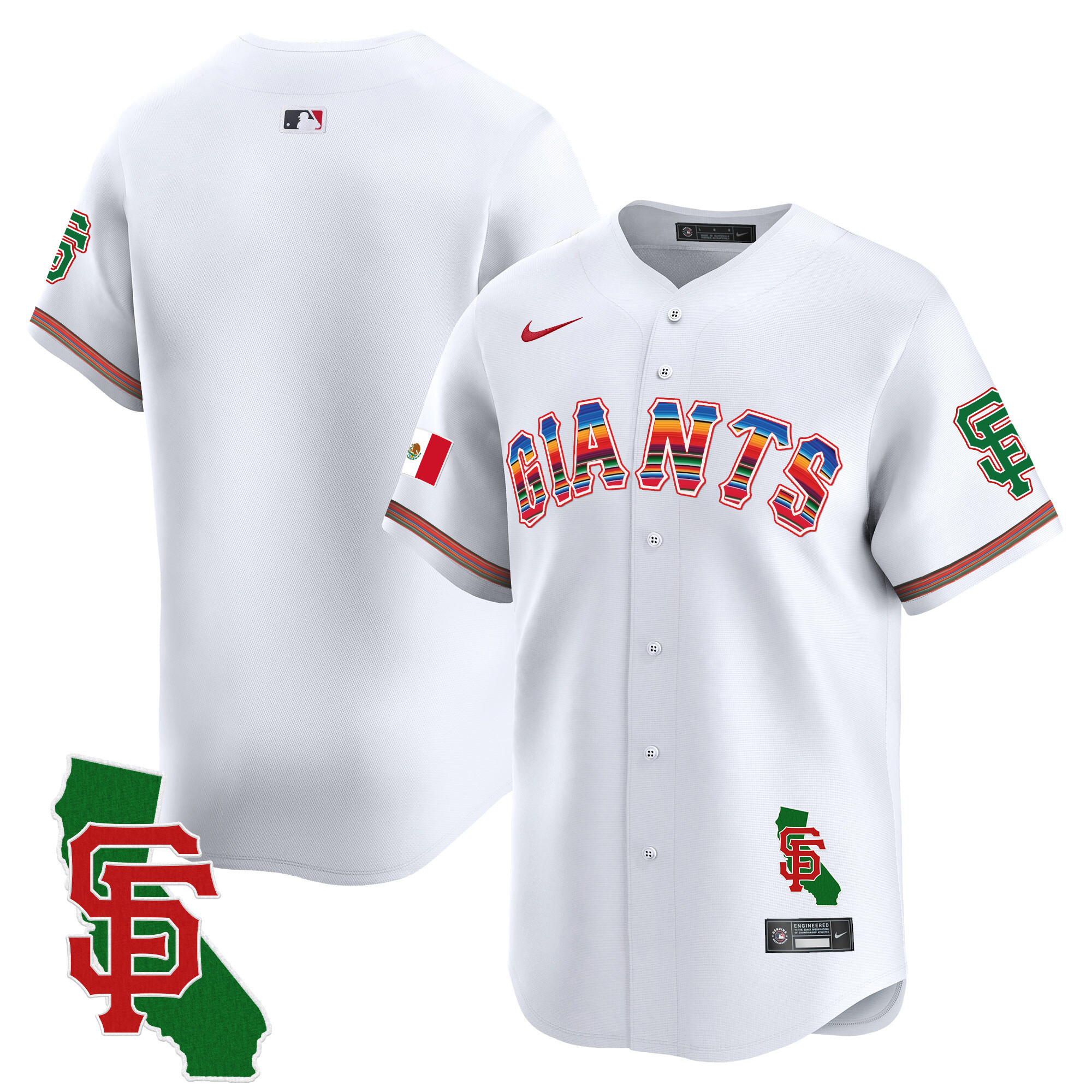 Men's San Francisco Giants Mexico California Patch Vapor Premier Limited White Jersey - All Stitched