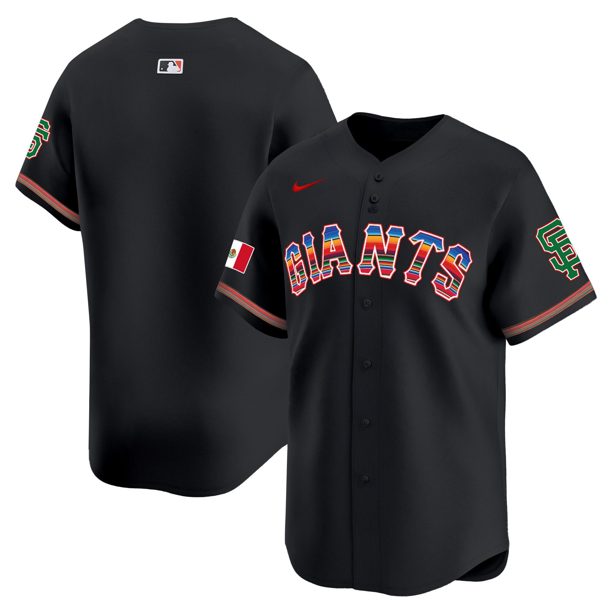 Men's San Francisco Giants Mexico Vapor Premier Limited Black Jersey - All Stitched