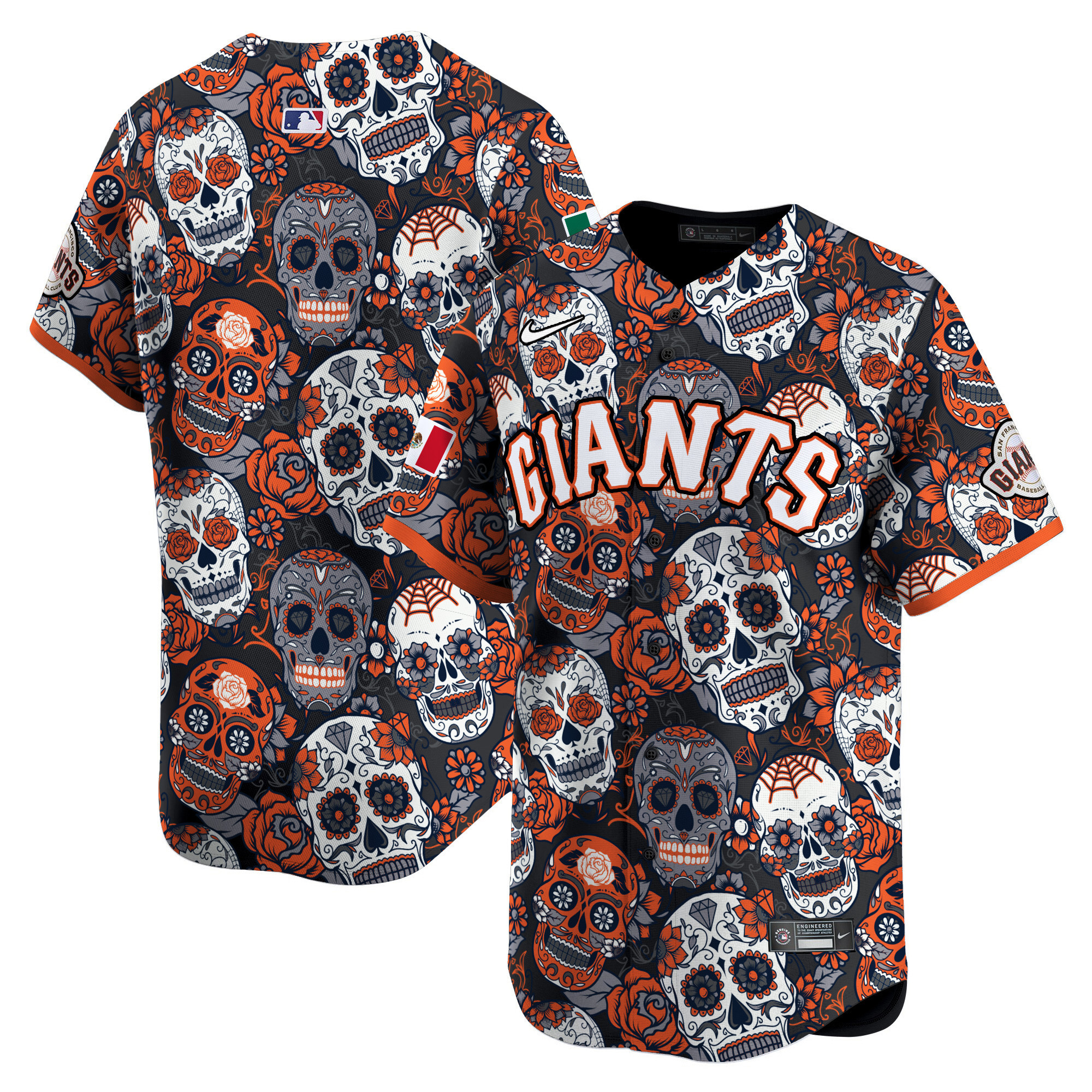 Men's San Francisco Giants Sugar Skull Mexico Vapor Premier Limited Orange Jersey - Printed