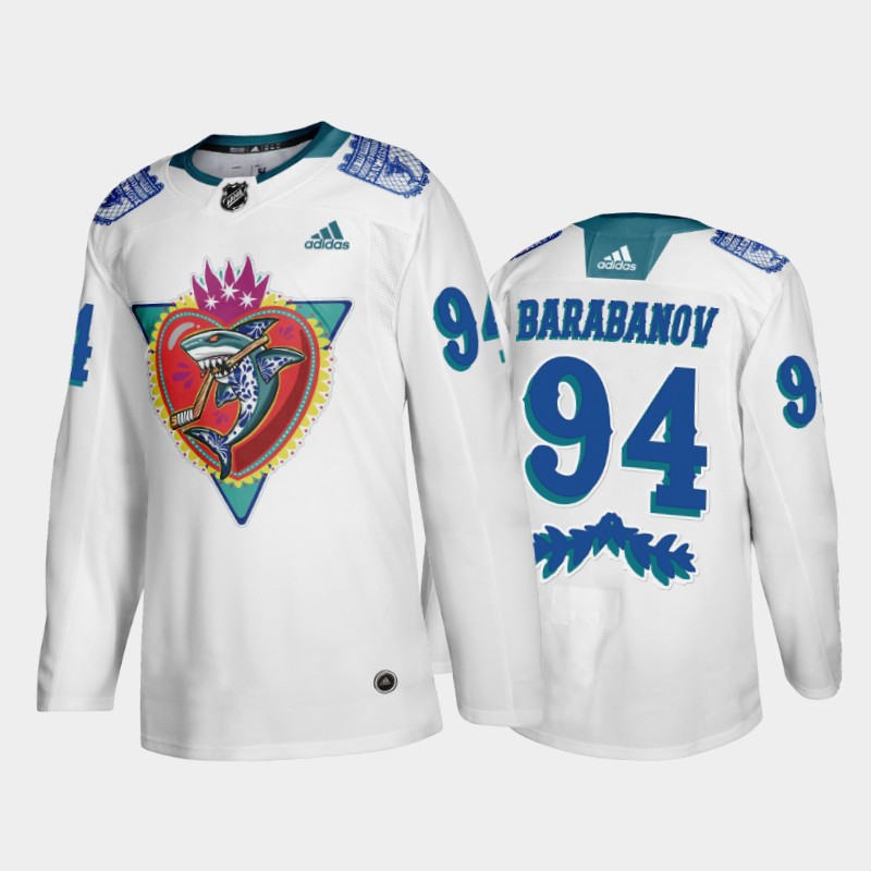 Men's San Jose Sharks Alexander Barabanov #94 Los Tiburones Night White Jersey
