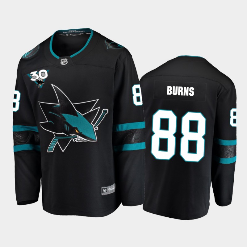 Men's San Jose Sharks Brent Burns #88 Commemorate 30th Anniversary Alternate Black Jersey