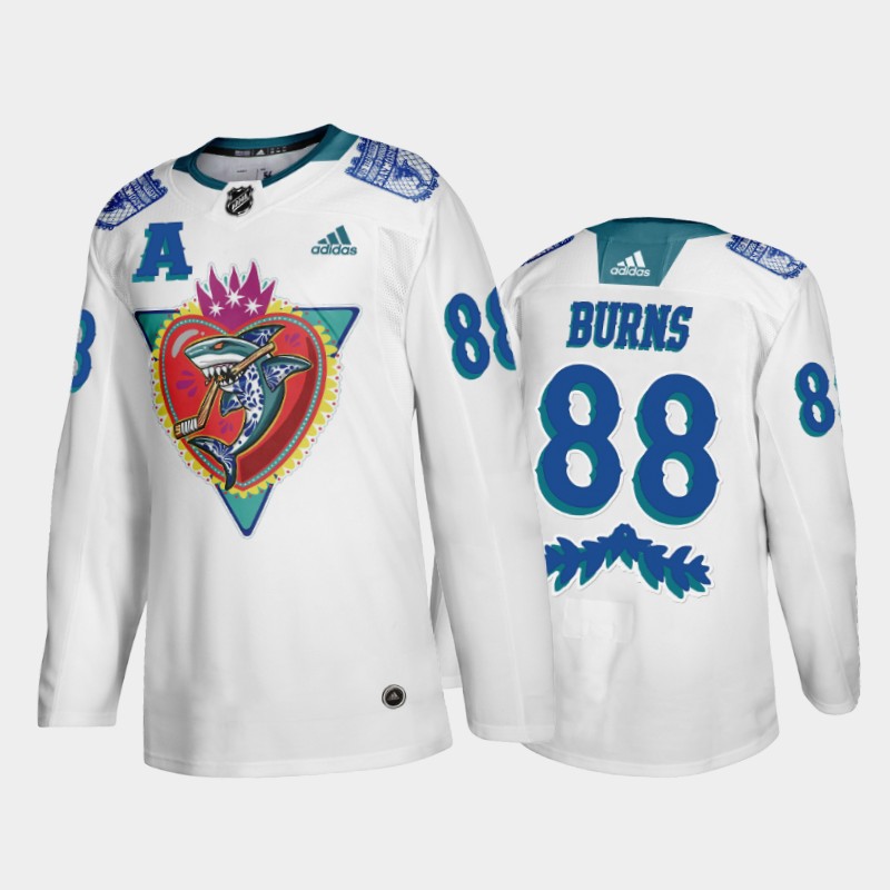 Men's San Jose Sharks Brent Burns #88 Los Tiburones Night White Jersey