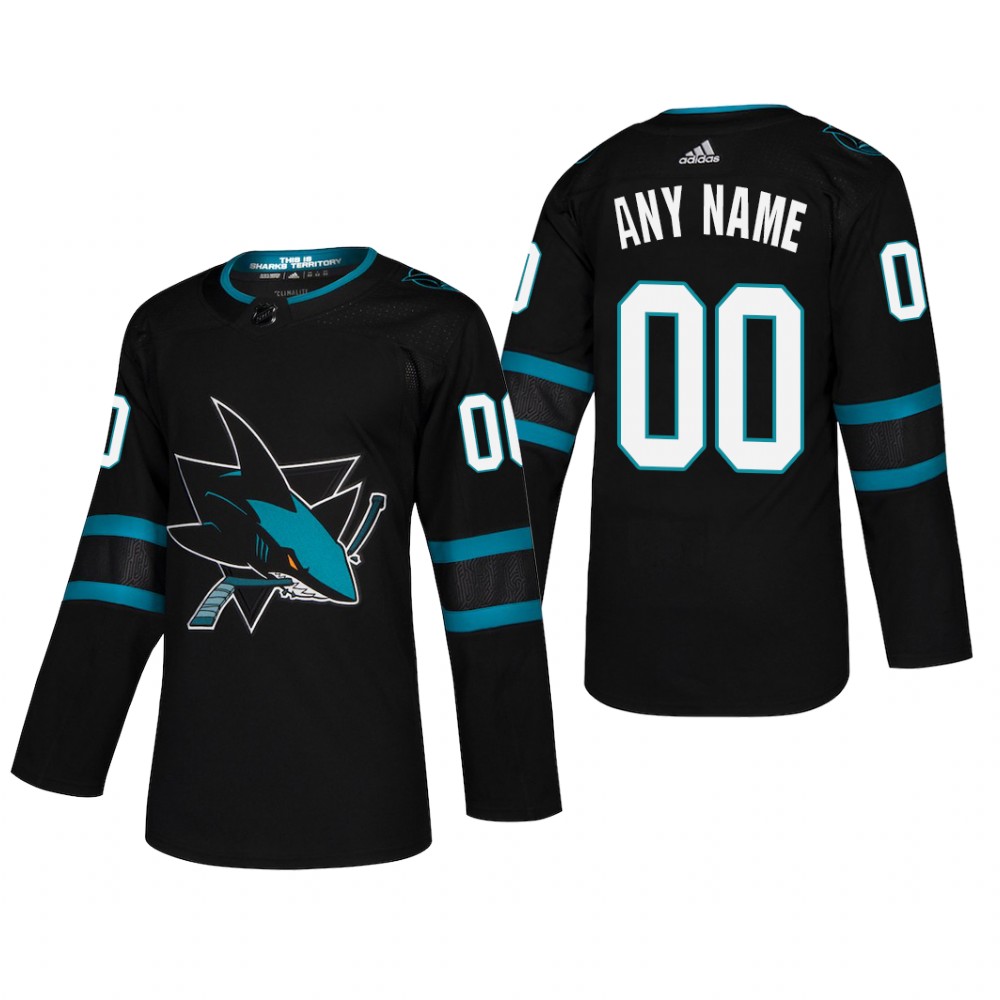 Men's San Jose Sharks Custom #00 2018-19 Alternate Reasonable Pro Jersey - Black