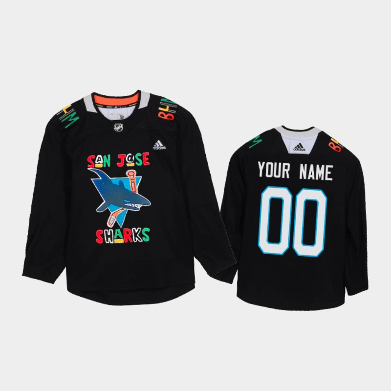 Men's San Jose Sharks Custom #00 Black History Month Black Jersey