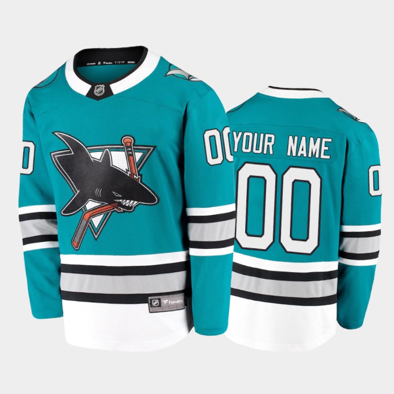 Men's San Jose Sharks Custom #00 Heritage Teal 2020-21 30th Anniversary Jersey