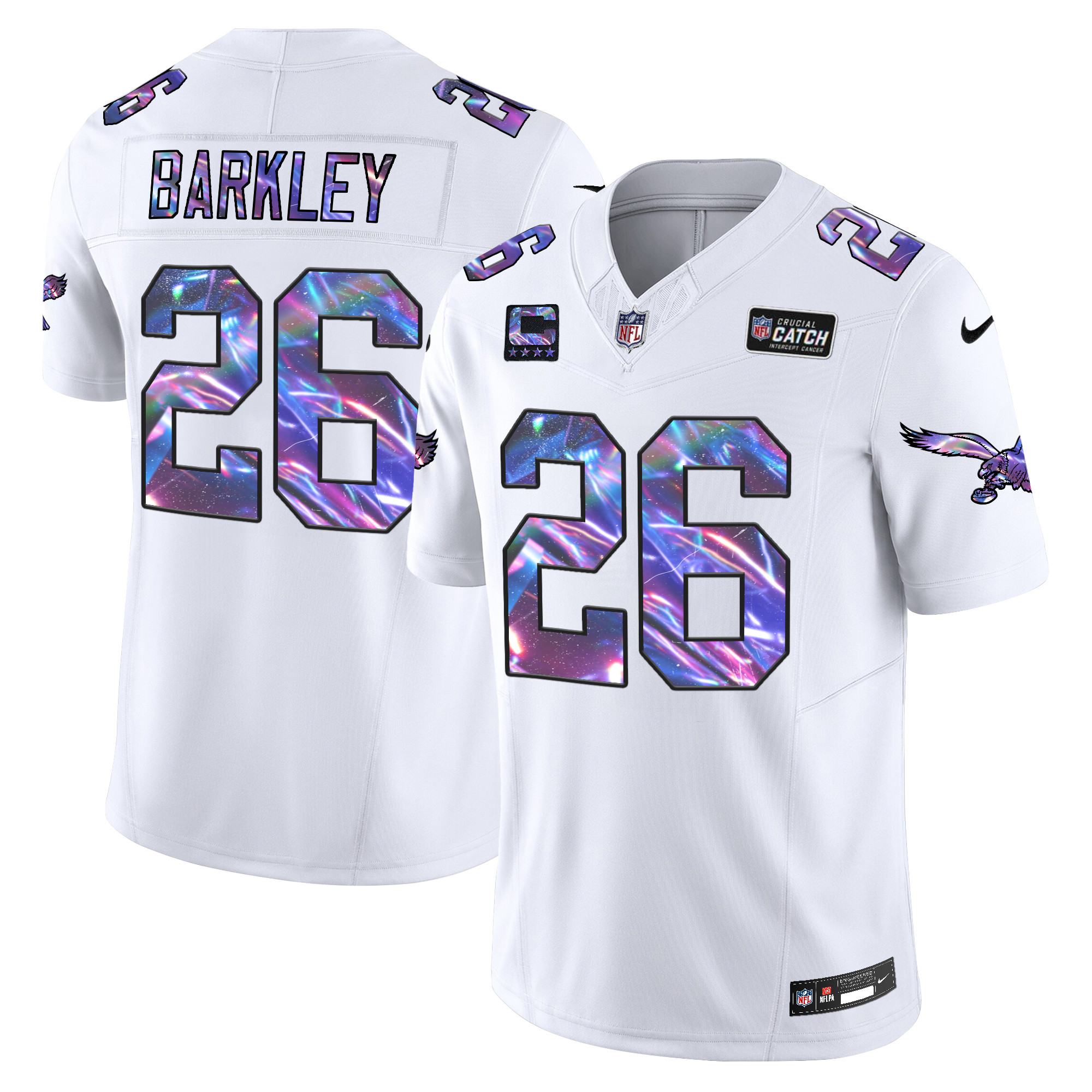 Men's Saquon Barkley Philadelphia Eagles 2024 Crucial Catch Vapor Limited White Jersey - All Stitched