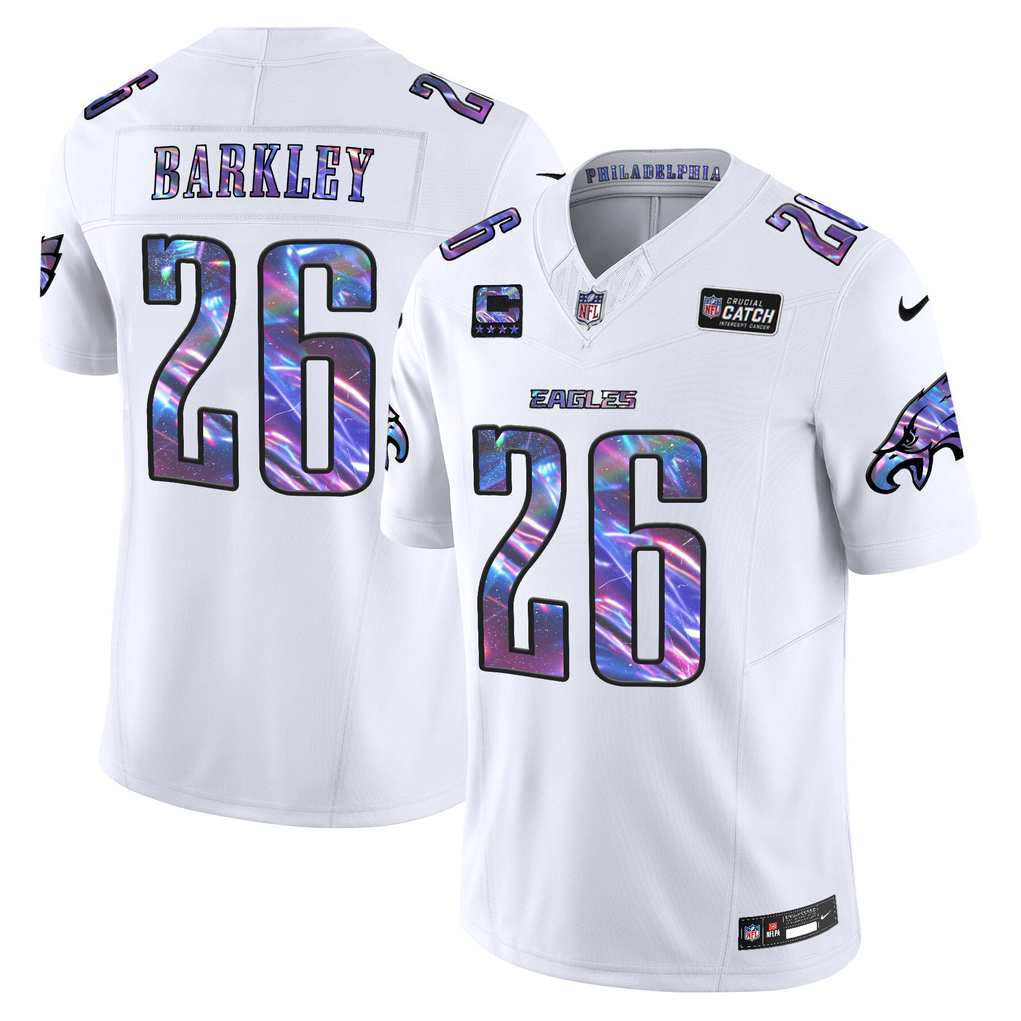 Men's Saquon Barkley Philadelphia Eagles 2024 Crucial Catch Vapor Limited White Jersey - All Stitched