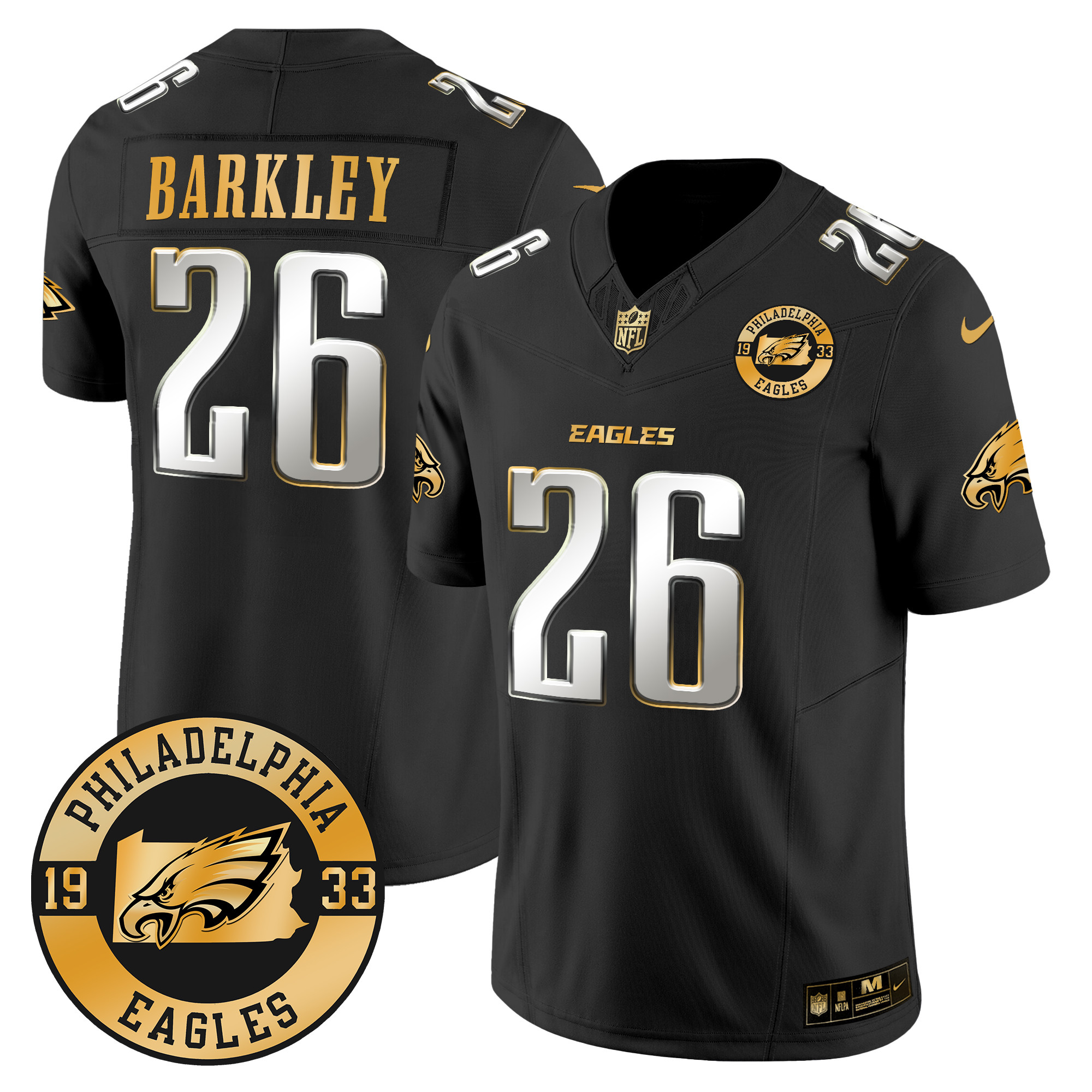 Men's Saquon Barkley Philadelphia Eagles 2024 Gold Vapor Limited Black Limited Jersey - All Stitched