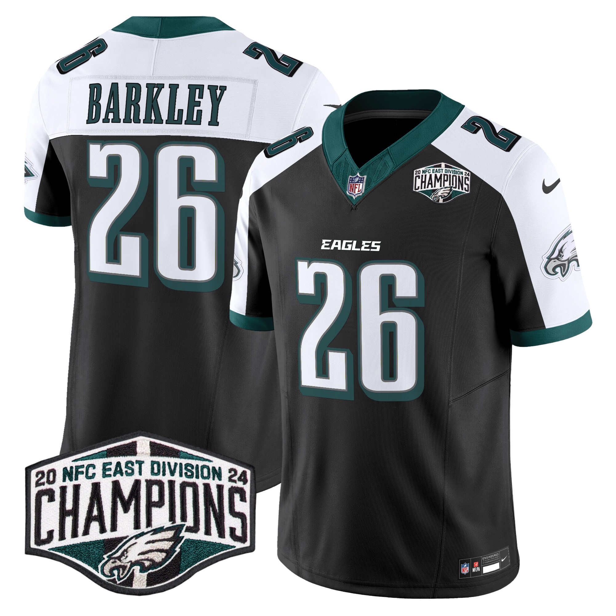 Men's Saquon Barkley Philadelphia Eagles 2024 NFC East Division Champions Vapor Limited Black Alternate Jersey - All Stitched