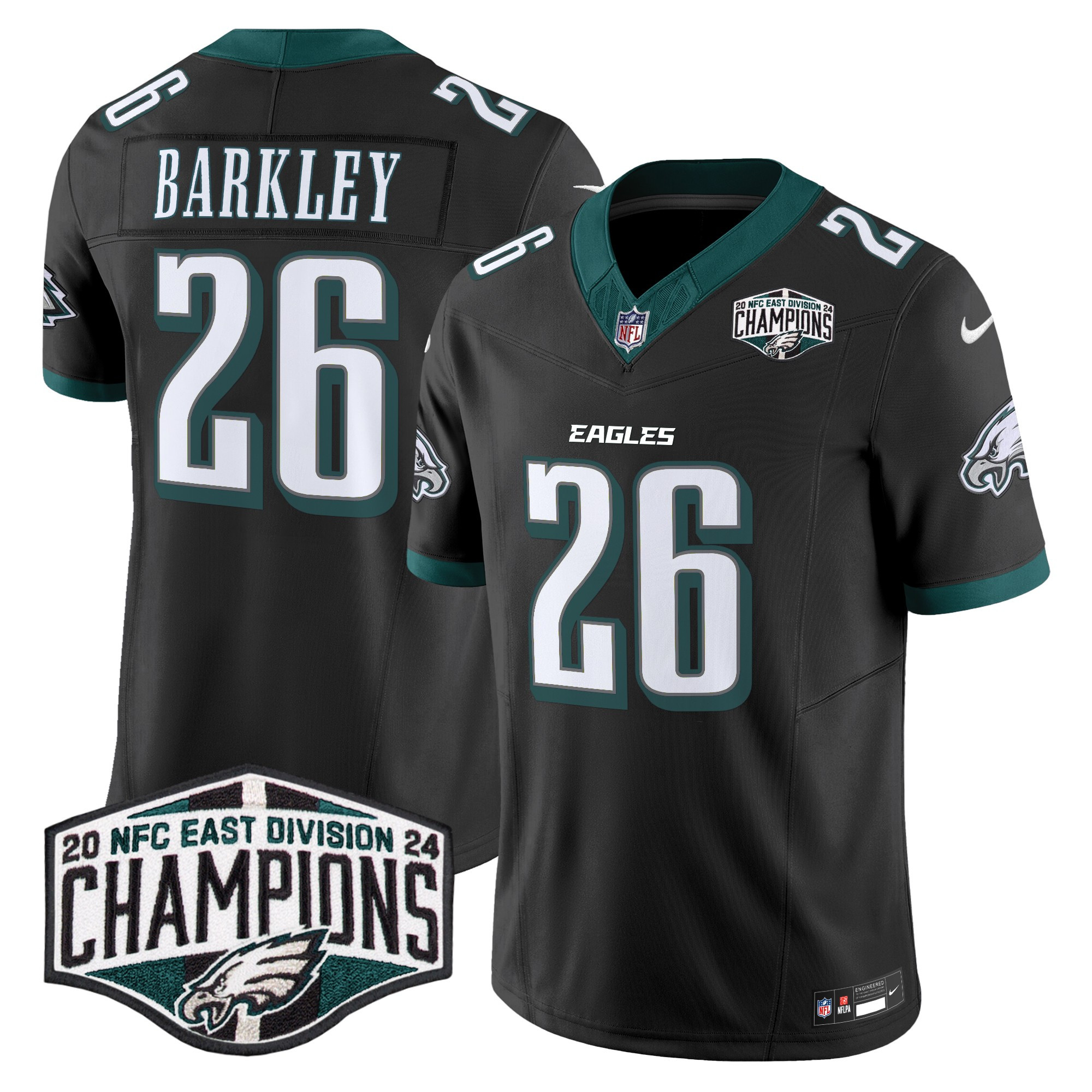 Men's Saquon Barkley Philadelphia Eagles 2024 NFC East Division Champions Vapor Limited Black Jersey - All Stitched