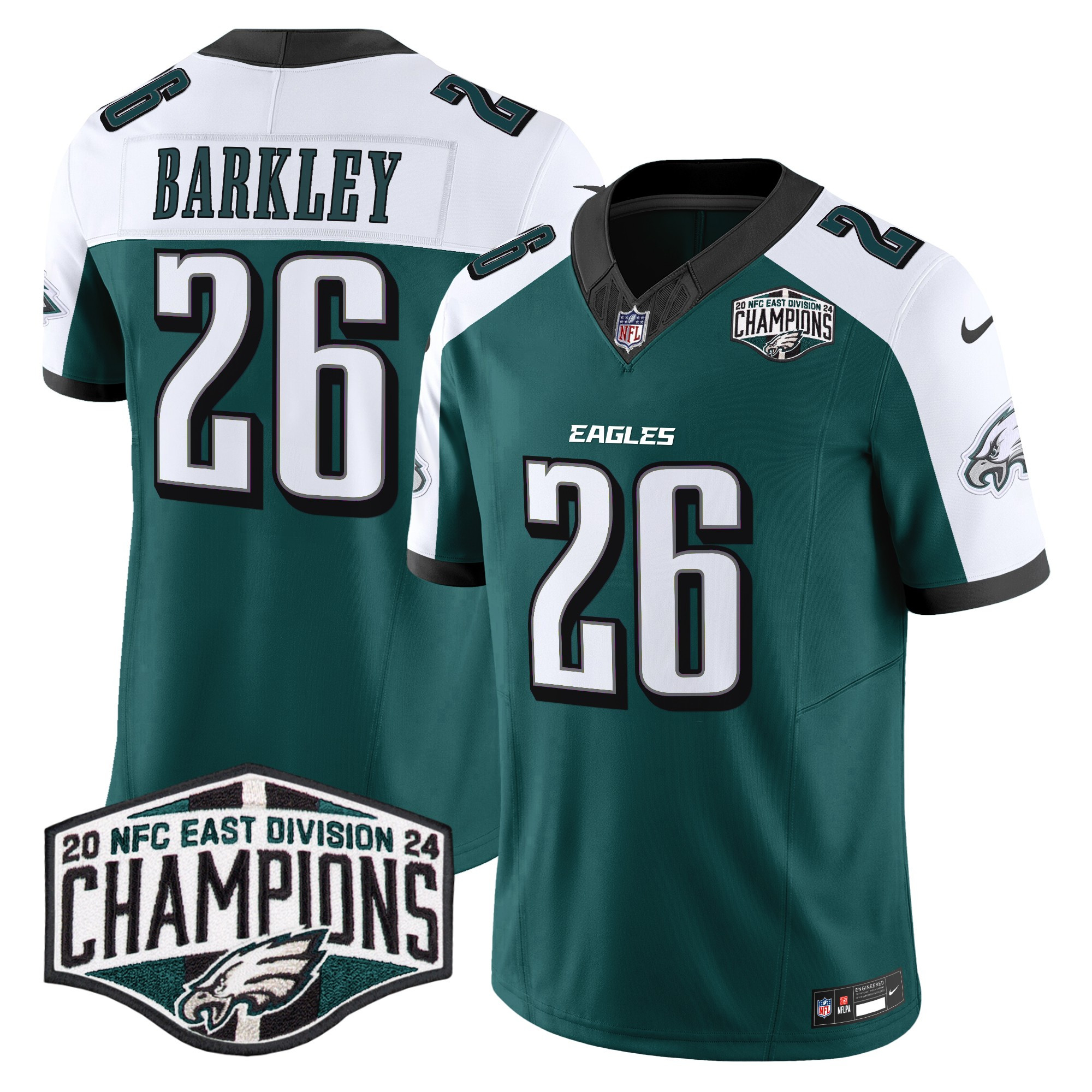 Men's Saquon Barkley Philadelphia Eagles 2024 NFC East Division Champions Vapor Limited Green Alternate Jersey - All Stitched