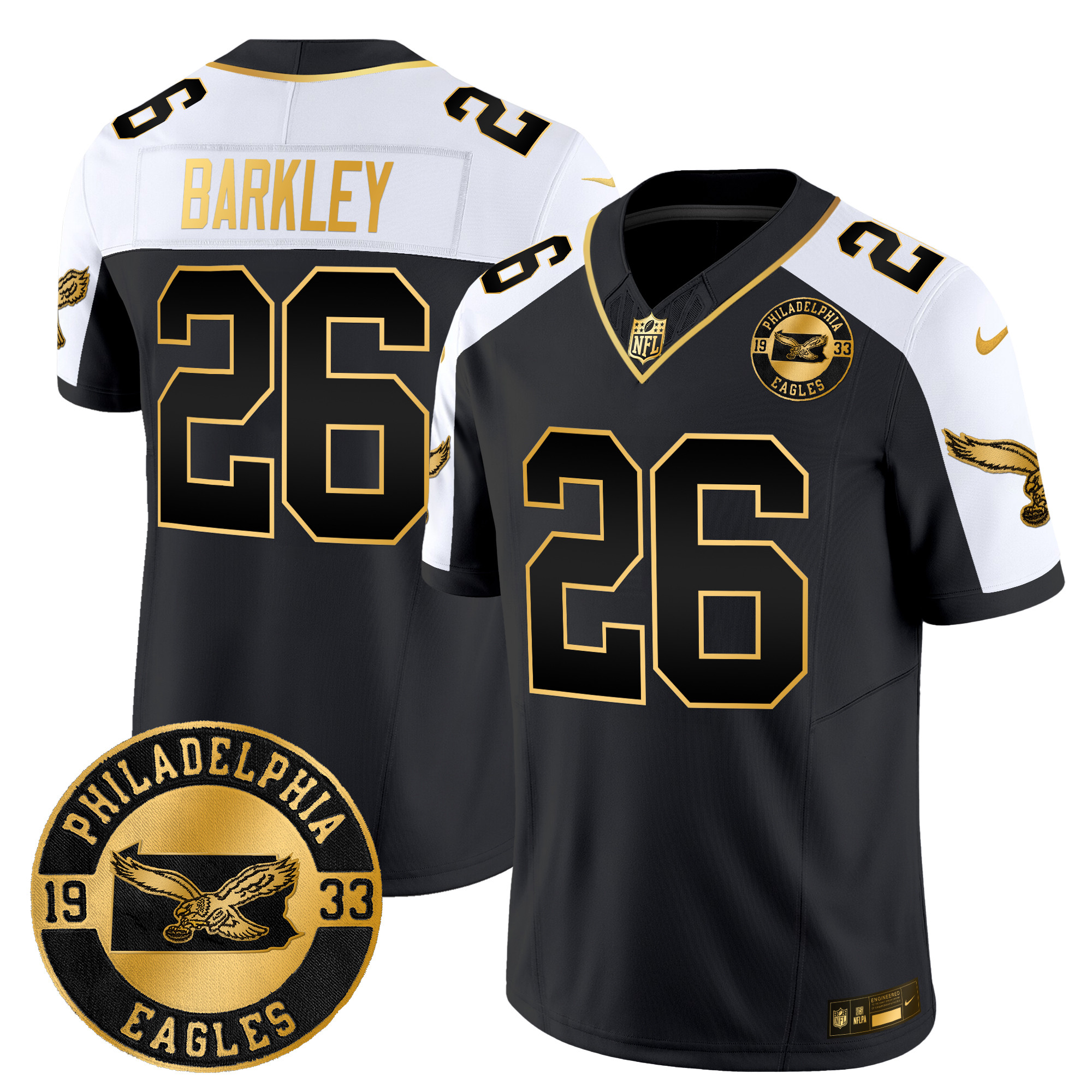 Men's Saquon Barkley Philadelphia Eagles 2024 Throwback Gold Vapor Limited Alternate Jersey - All Stitched