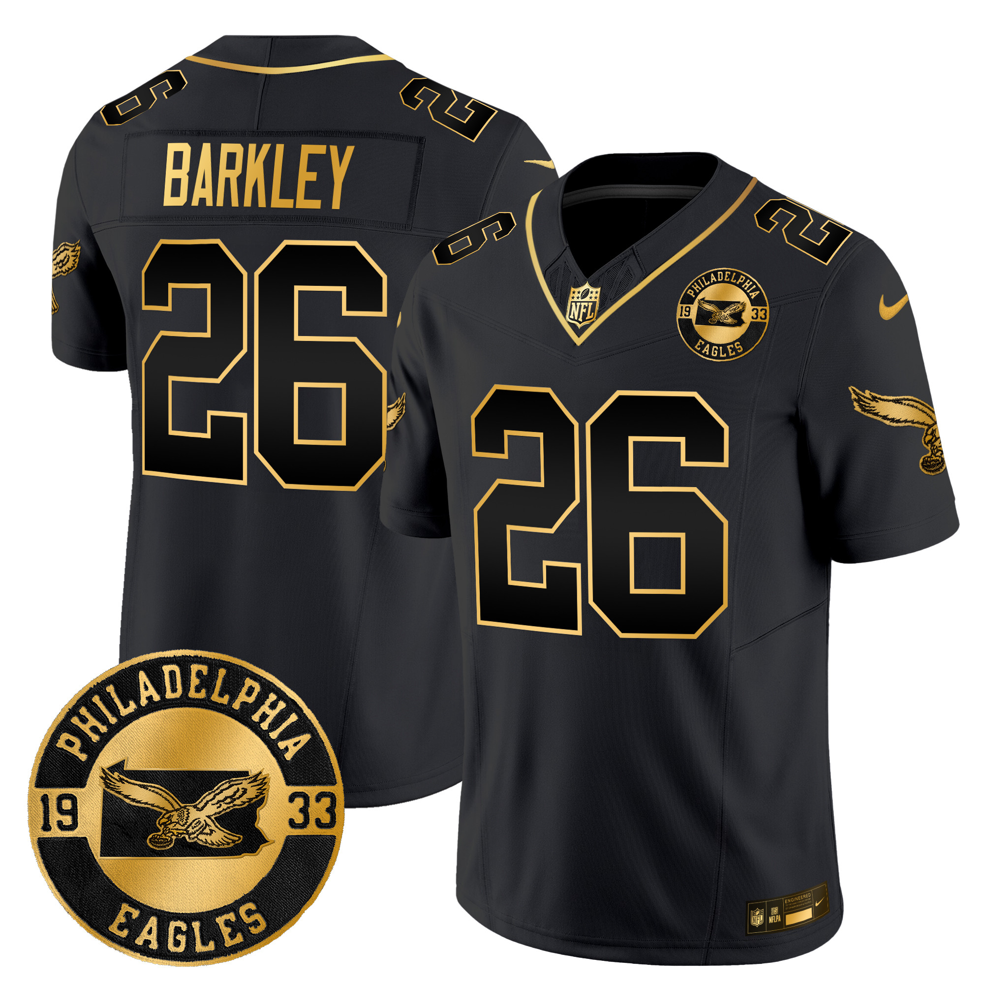 Men's Saquon Barkley Philadelphia Eagles 2024 Throwback Gold Vapor Limited Black Gold Jersey - All Stitched