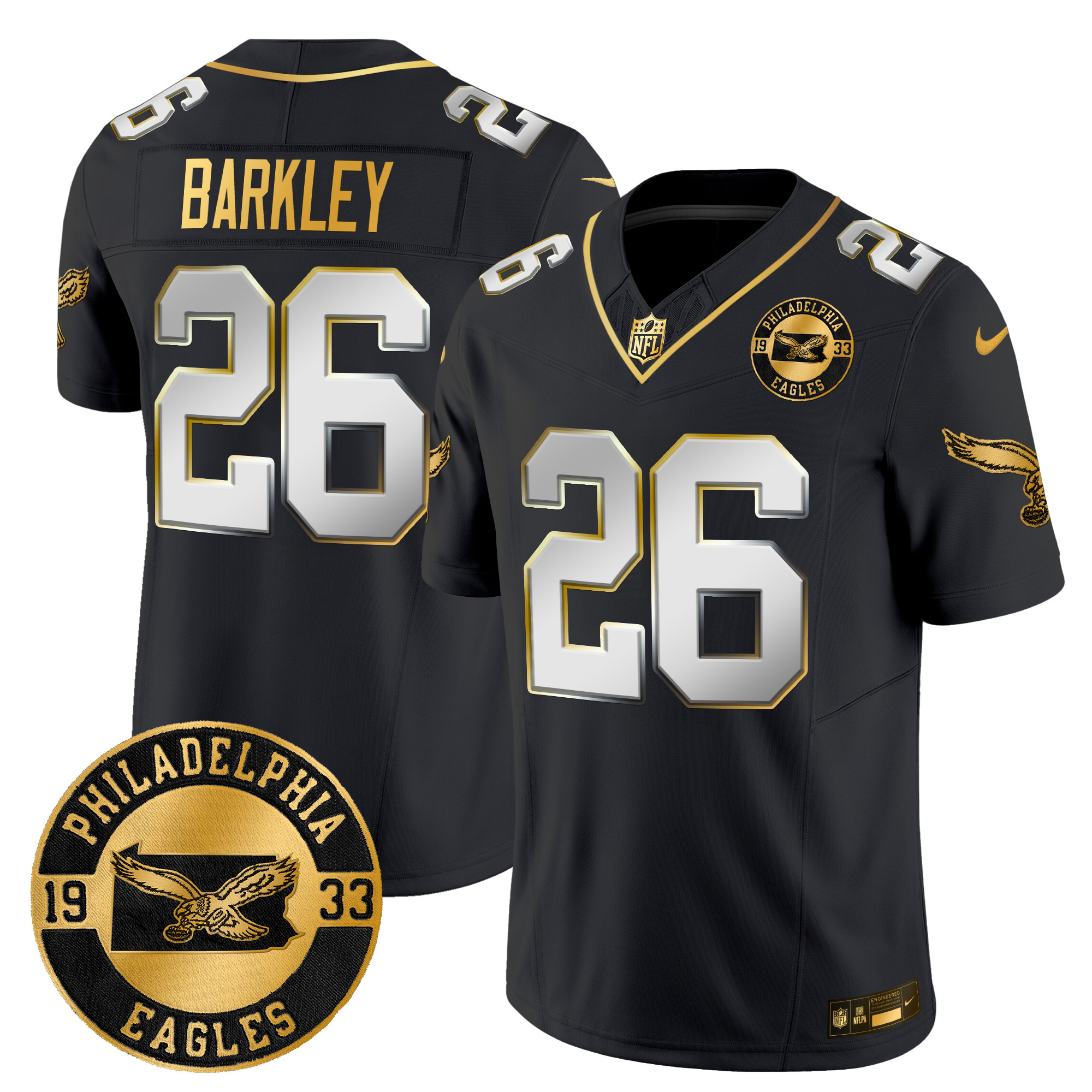 Men's Saquon Barkley Philadelphia Eagles 2024 Throwback Gold Vapor Limited Black Limited Jersey - All Stitched