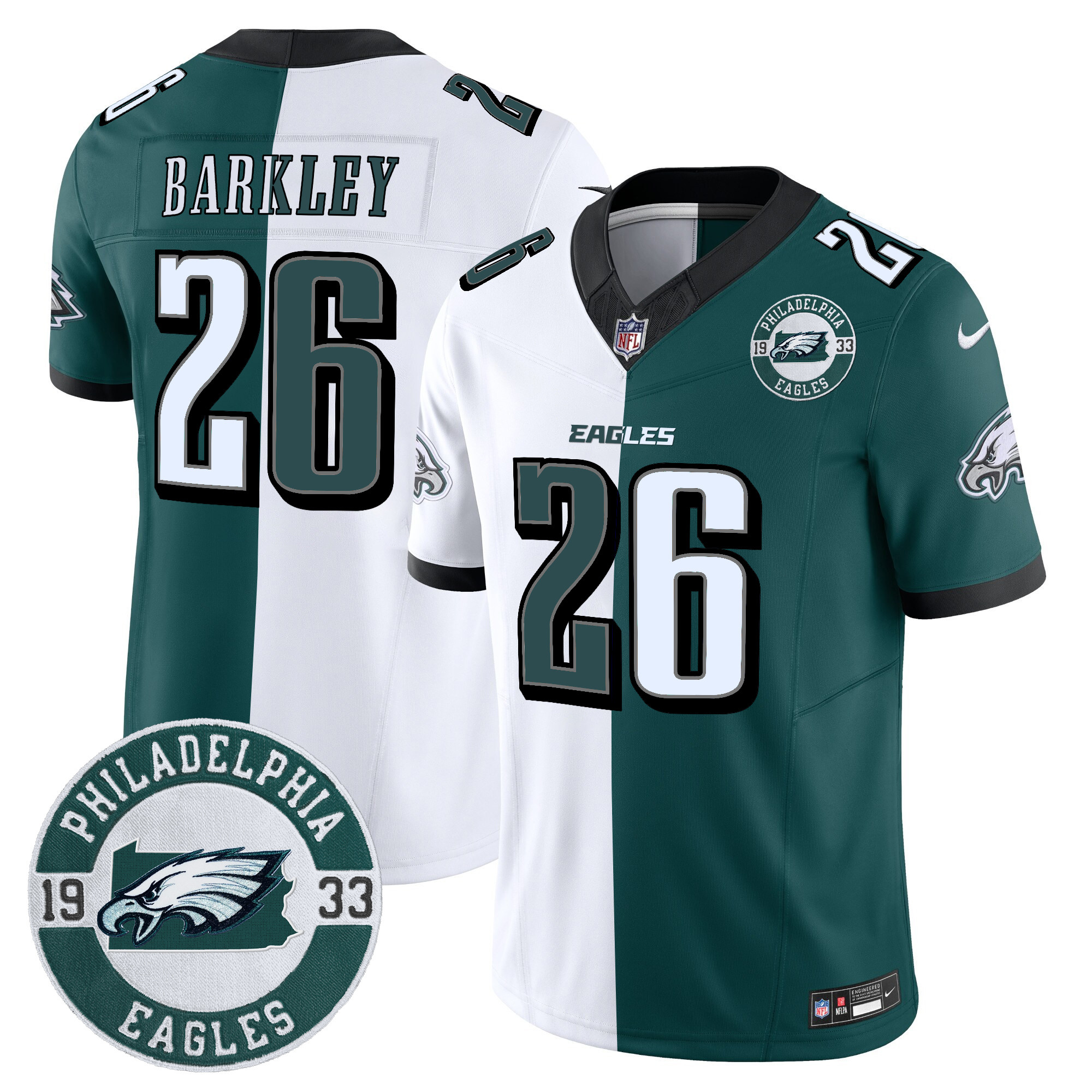 Men's Saquon Barkley Philadelphia Eagles 2024 Vapor Limited Split Jersey - All Stitched