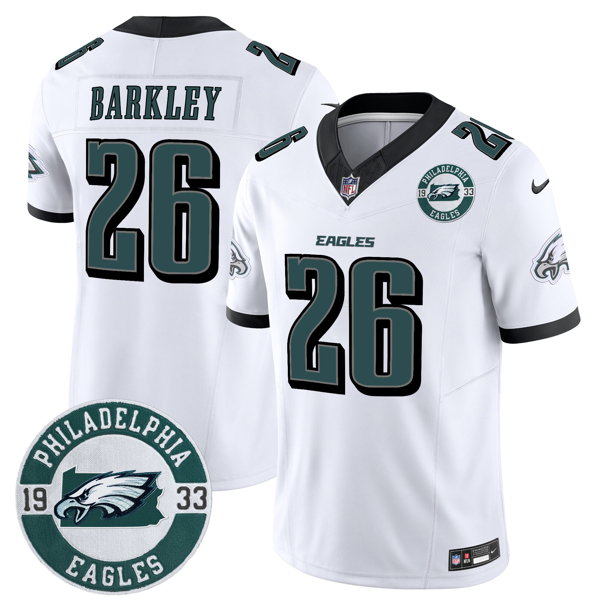 Men's Saquon Barkley Philadelphia Eagles 2024 Vapor Limited White Jersey - All Stitched