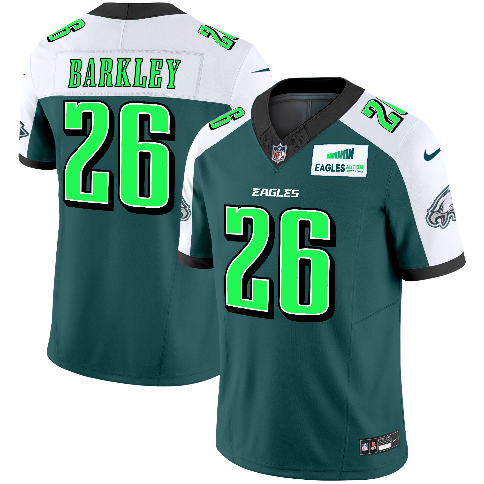 Men's Saquon Barkley Philadelphia Eagles Autism Foundation Patch Vapor Limited Alternate Jersey - All Stitched