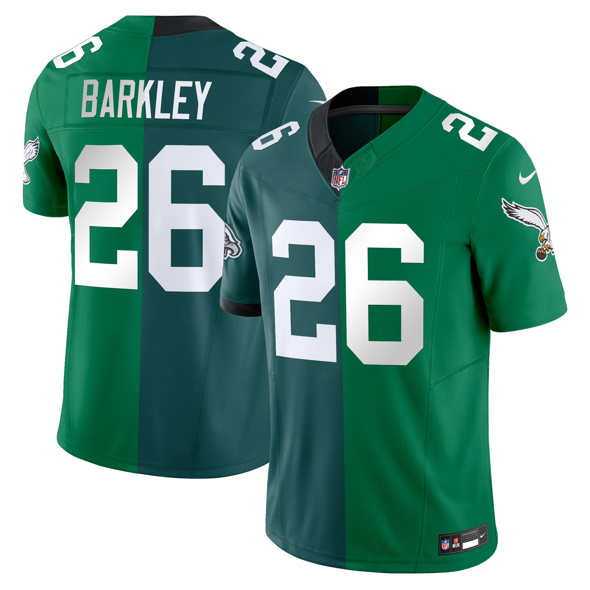Men's Saquon Barkley Philadelphia Eagles Split Vapor Limited Kelly Green - Midnight Green Jersey - All Stitched