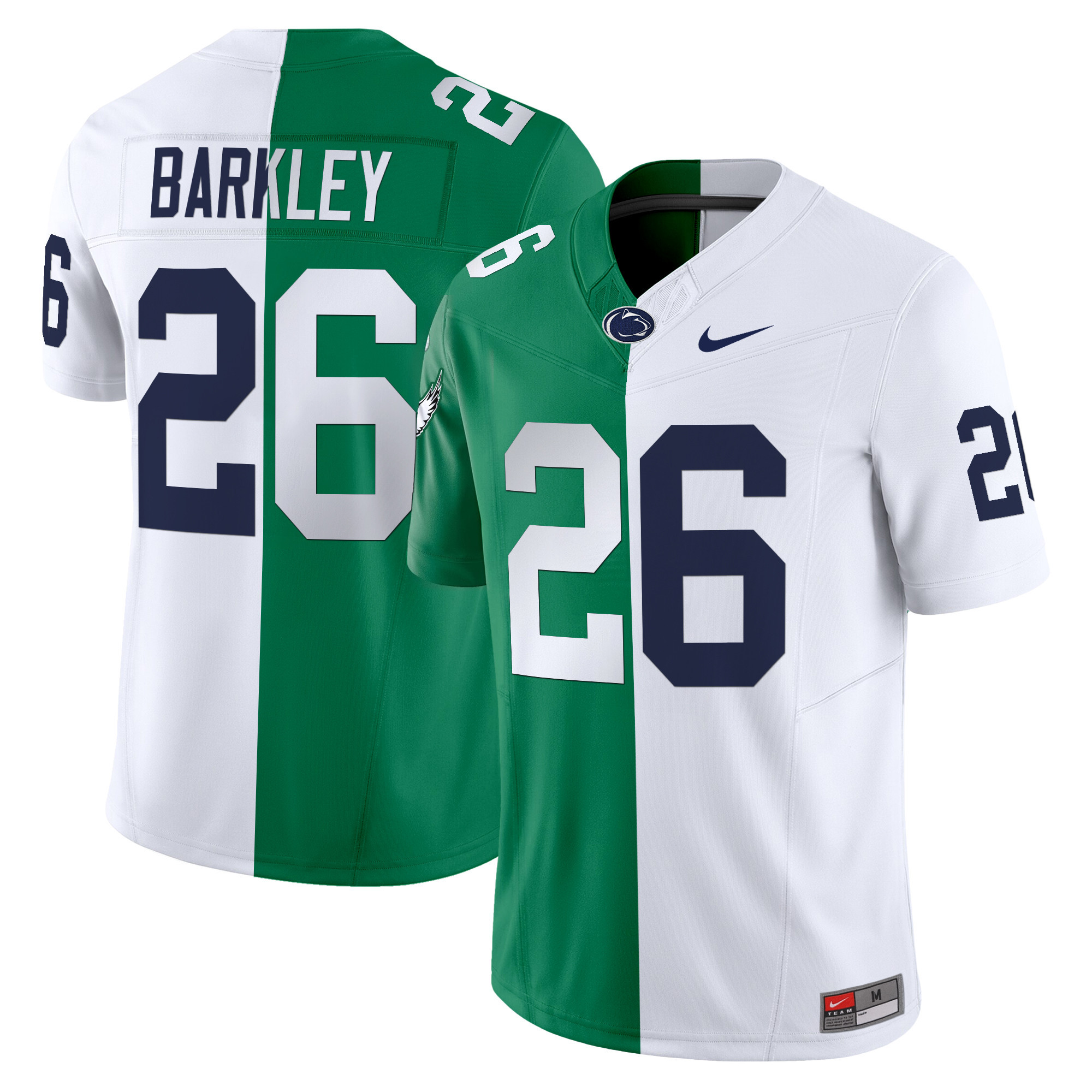 Men's Saquon Barkley Philadelphia Eagles Split Vapor Limited Kelly Green - White Jersey - All Stitched