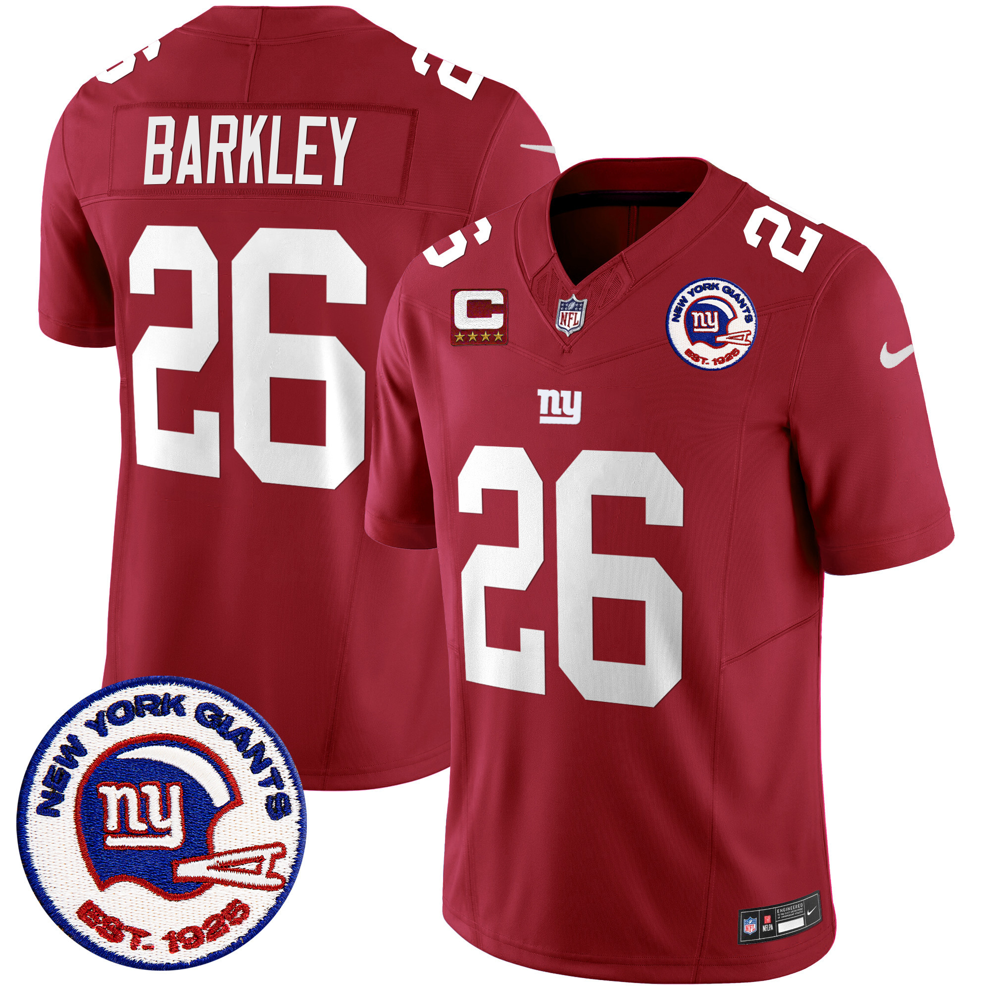 Men's Saquon Barkley San Francisco Giants Est 1925 Patch Vapor Limited Red Jersey - All Stitched