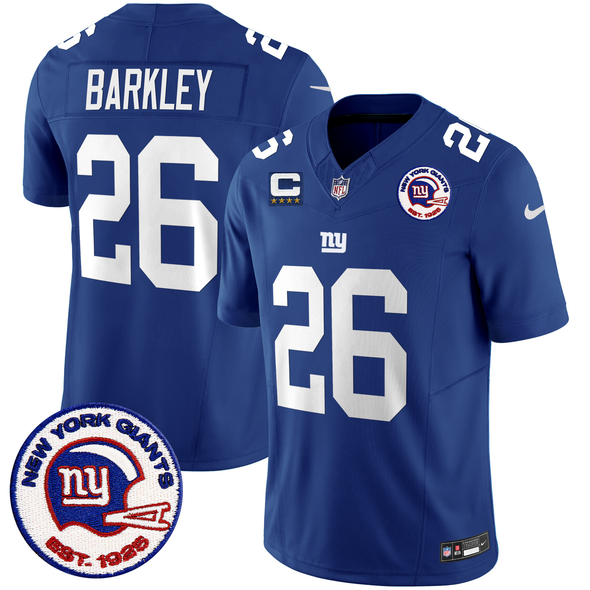 Men's Saquon Barkley San Francisco Giants Est 1925 Patch Vapor Limited Royal Jersey - All Stitched