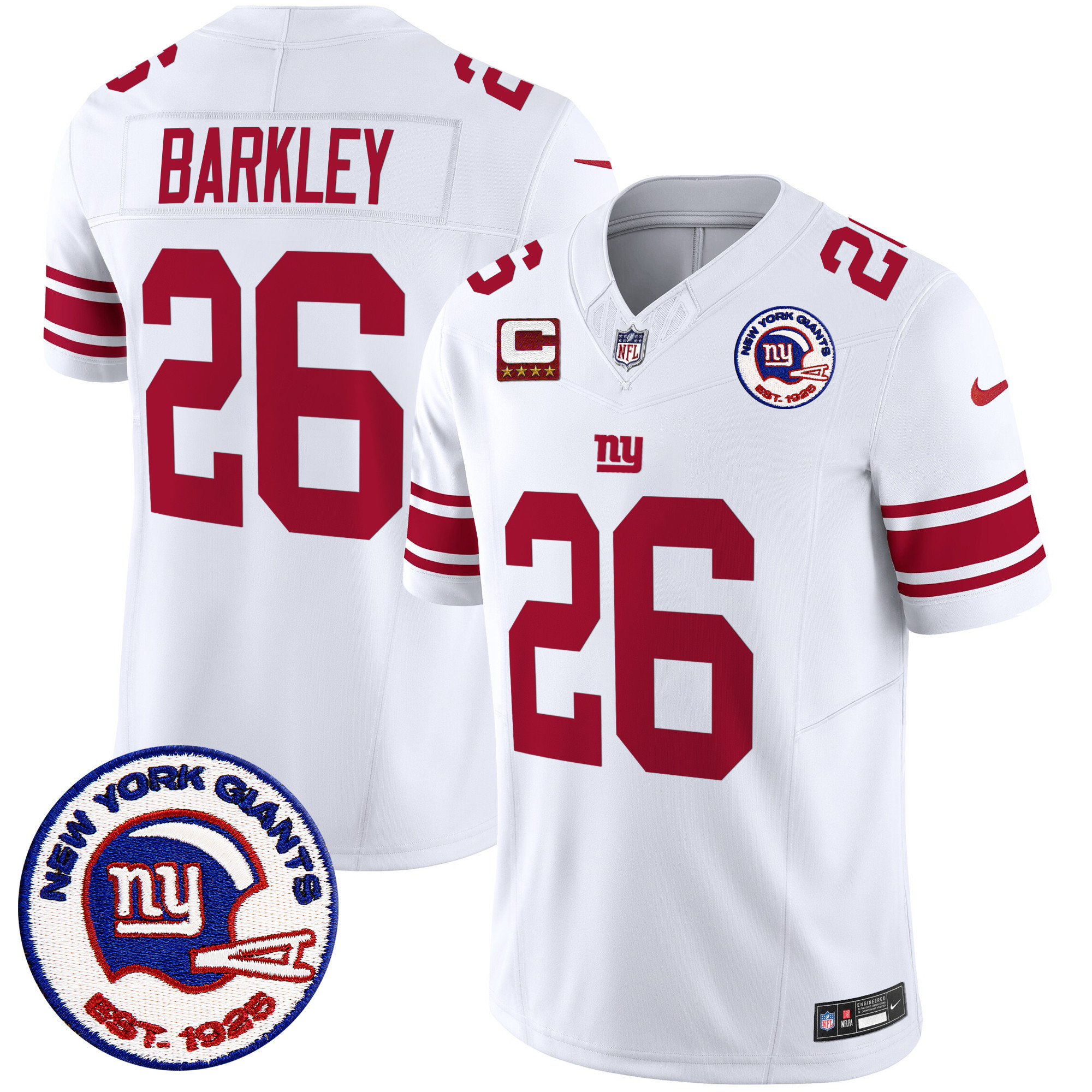 Men's Saquon Barkley San Francisco Giants Est 1925 Patch Vapor Limited White Jersey - All Stitched