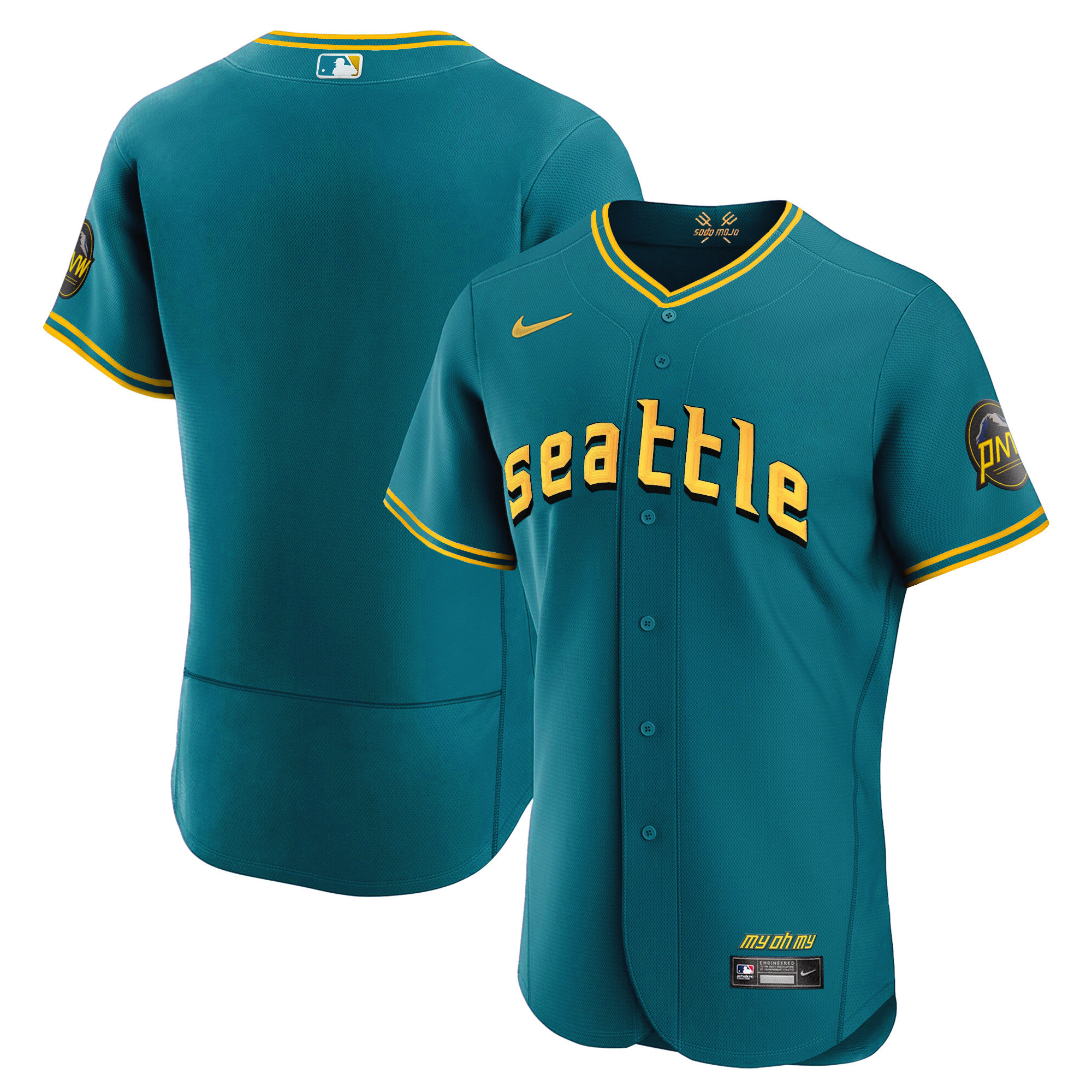 Men's Seattle Mariners 2023 City Connect Collection Flex Aqua Jersey - All Stitched