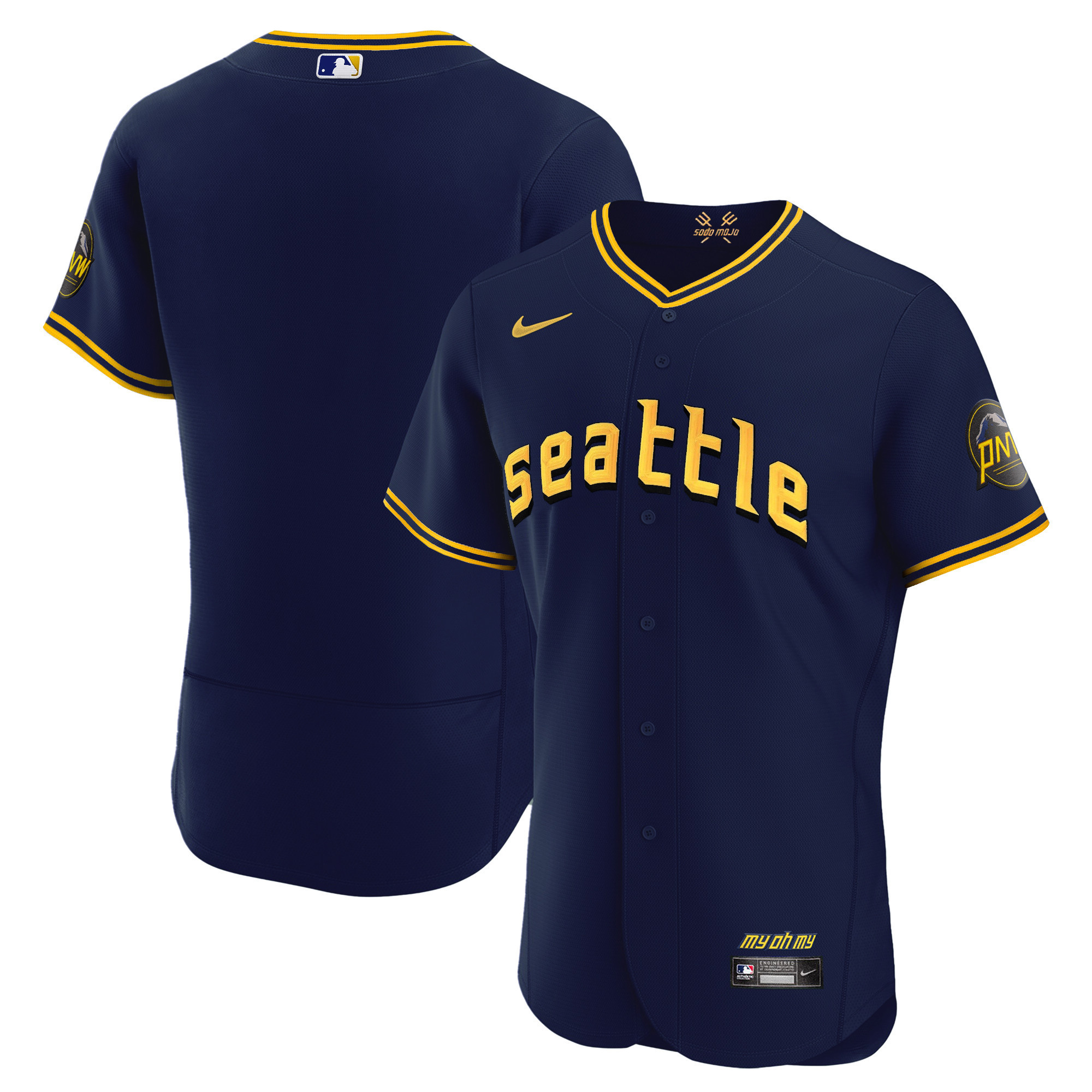 Men's Seattle Mariners 2023 City Connect Collection Flex Navy Jersey - All Stitched