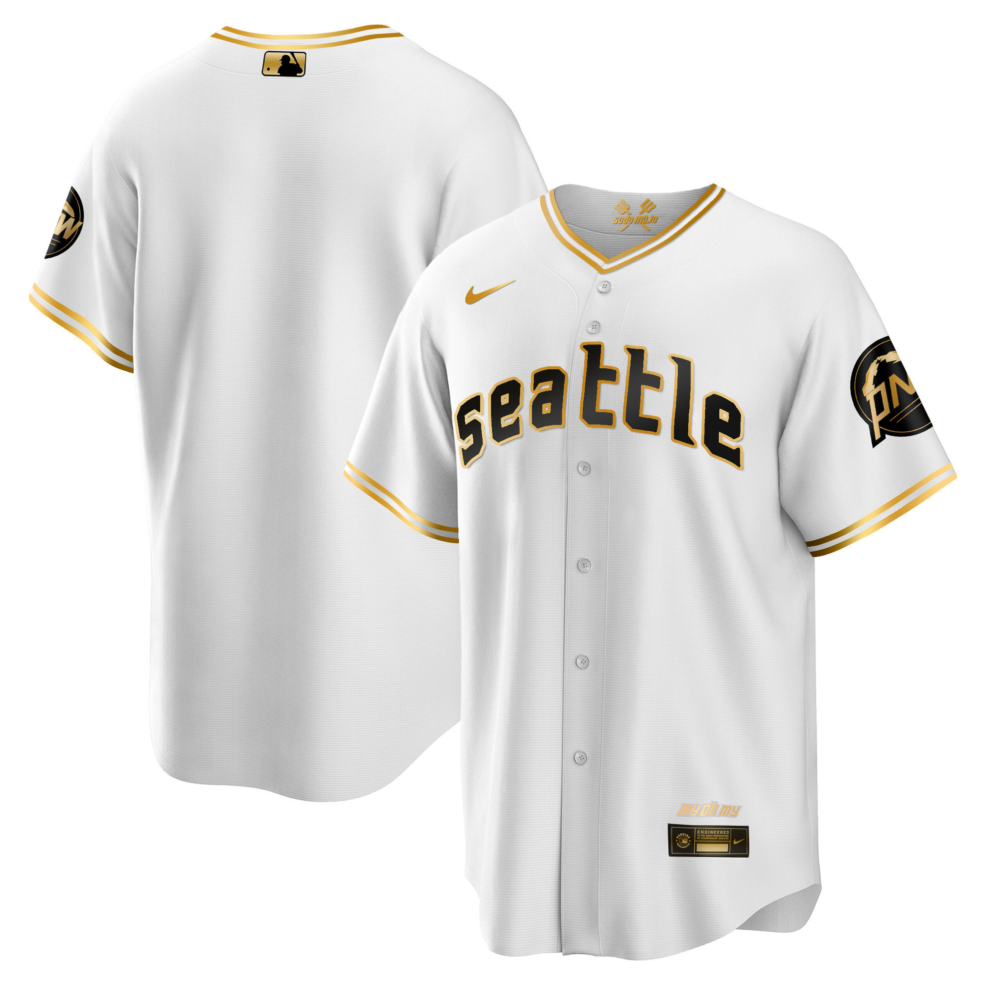 Men's Seattle Mariners 2023 City Connect Gold Cool White Gold Jersey - All Stitched