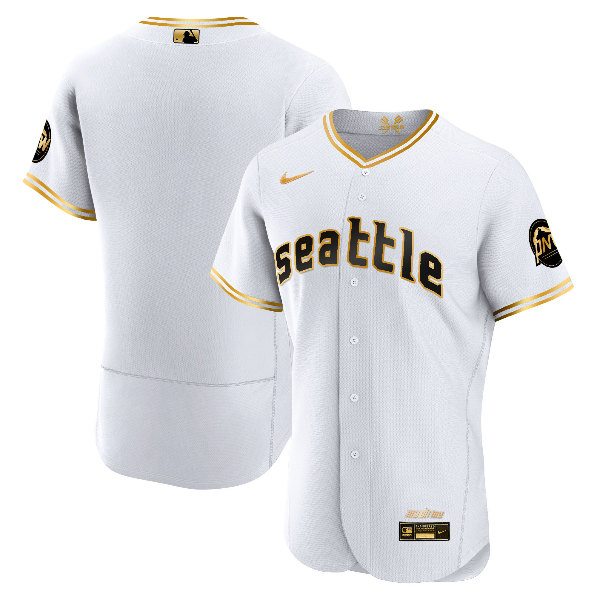 Men's Seattle Mariners 2023 City Connect Gold Flex White Gold Jersey - All Stitched