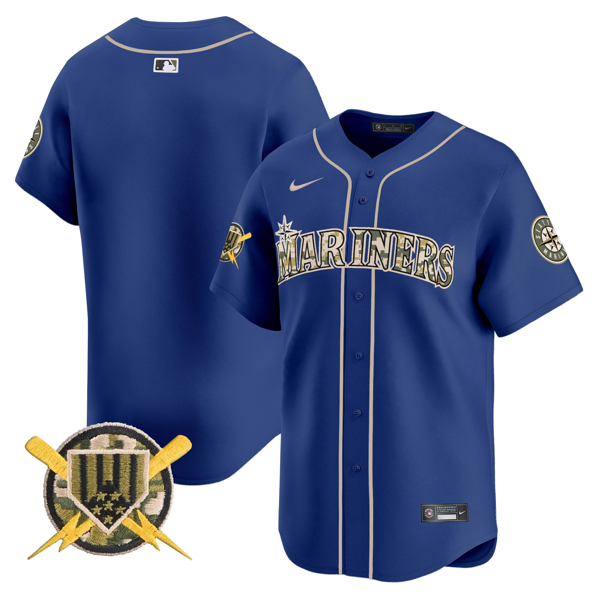 Men's Seattle Mariners Armed Forces Day Vapor Premier Limited Royal Jersey - All Stitched