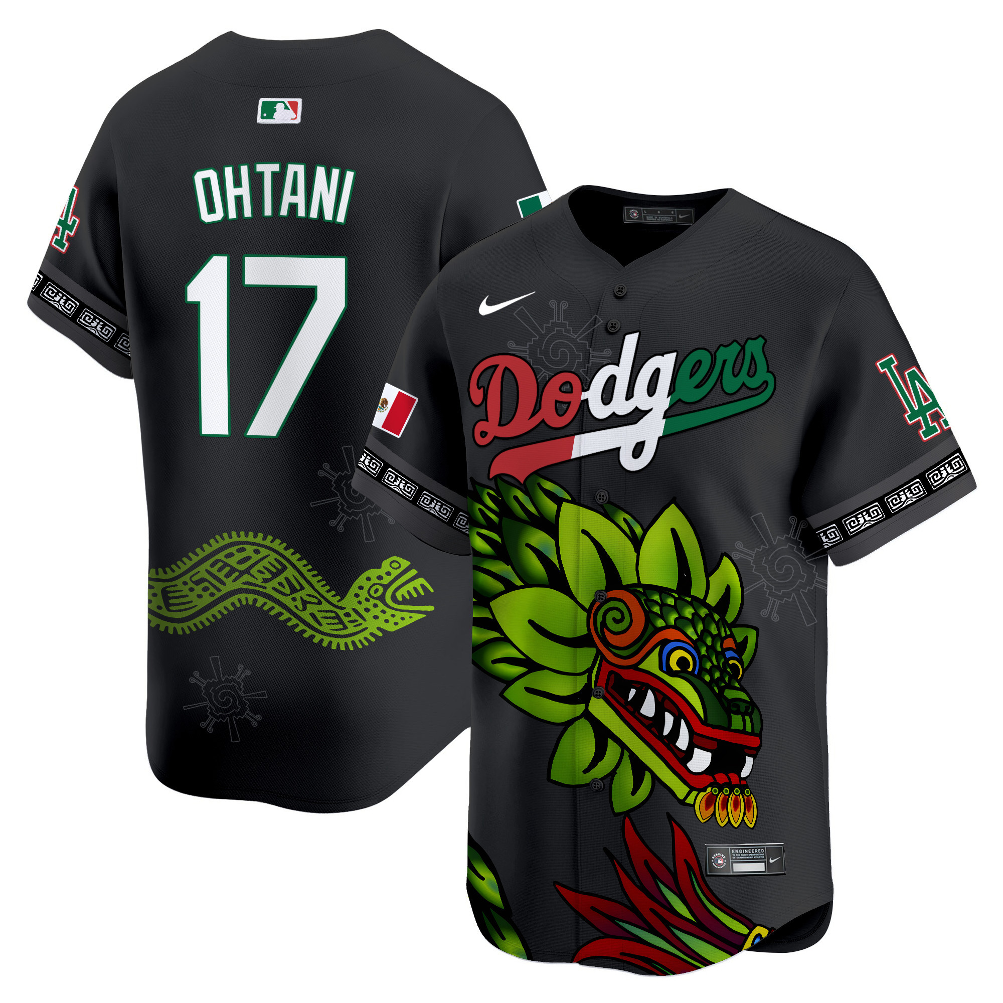 Men's Shohei Ohtani Los Angeles Dodgers Mexico Quetzalcoatl Aztec Vapor Limited Black Jersey - Printed