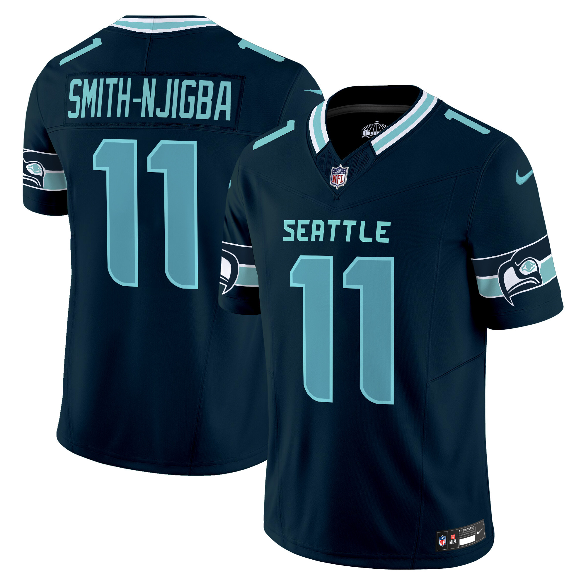 Men's Smith-Njigba Seattle Seahawks "Seattle City" Vapor Limited Navy Jersey - All Stitched