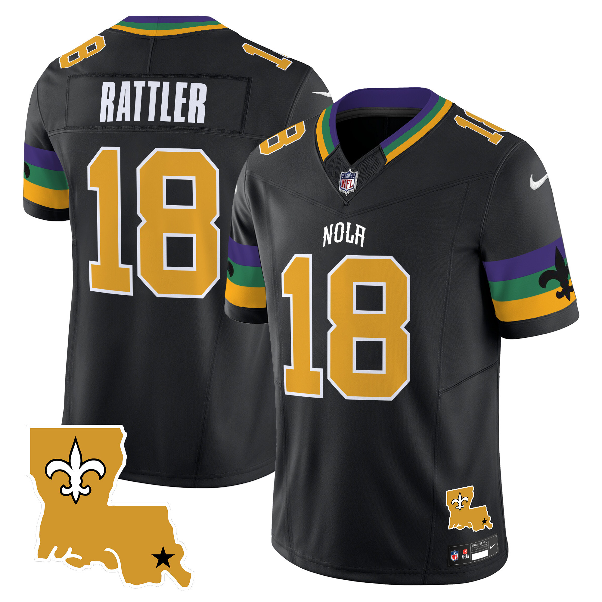 Men's Spencer Rattler New Orleans Saints 2024 New Orleans City Vapor Limited Black Jersey - All Stitched