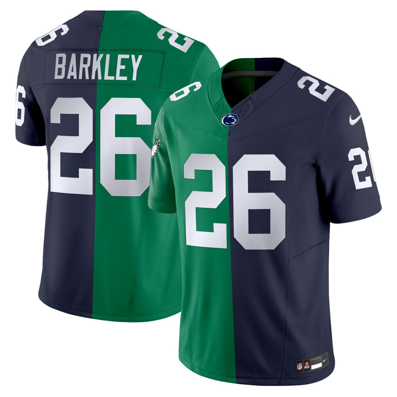 Men's Split Philadelphia Eagles & College Football Vapor Limited Saquon Barkley (Navy) Jersey - All Stitched