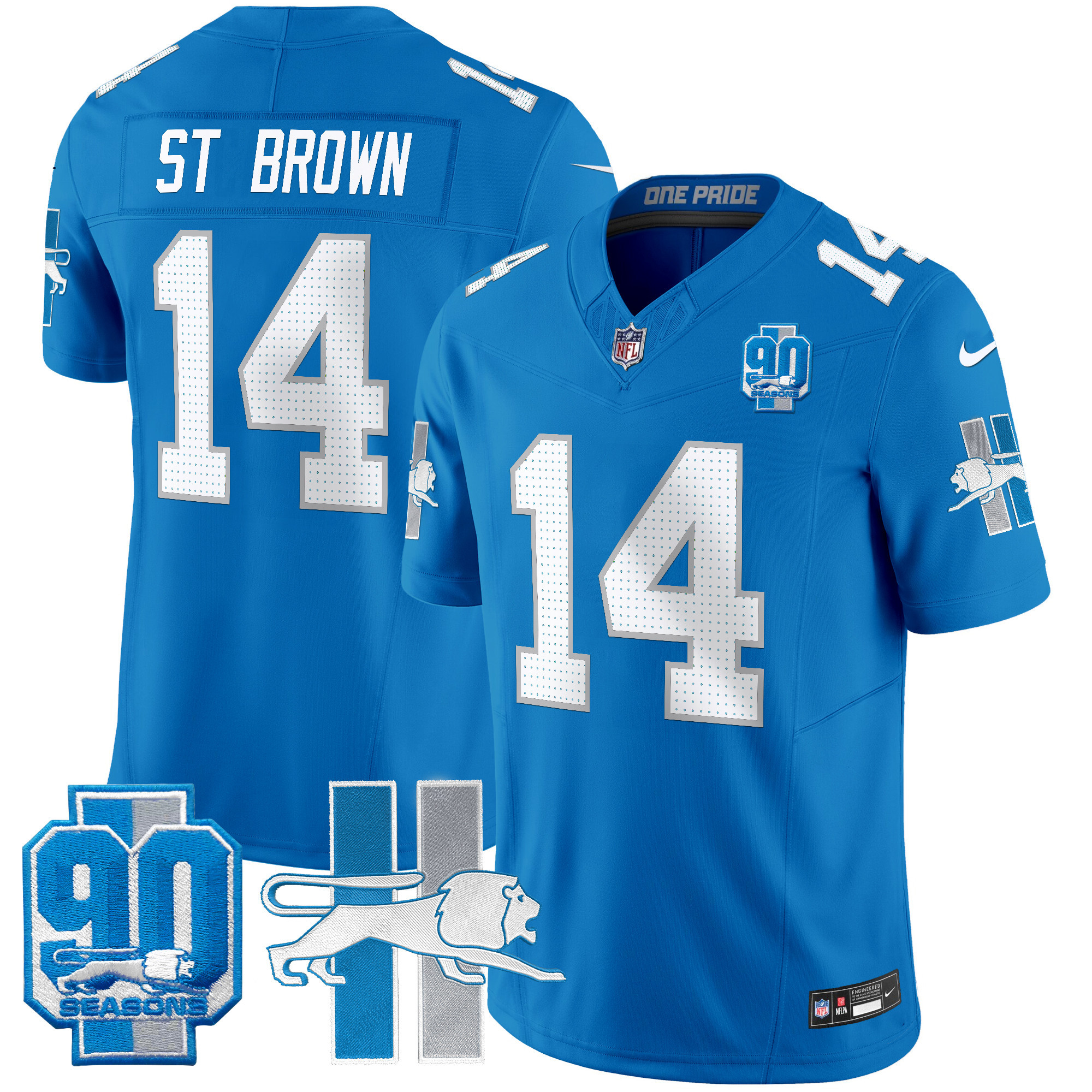 Men's St. Brown Detroit Lions 1946 Throwback Vapor Limited Blue Jersey - All Stitched