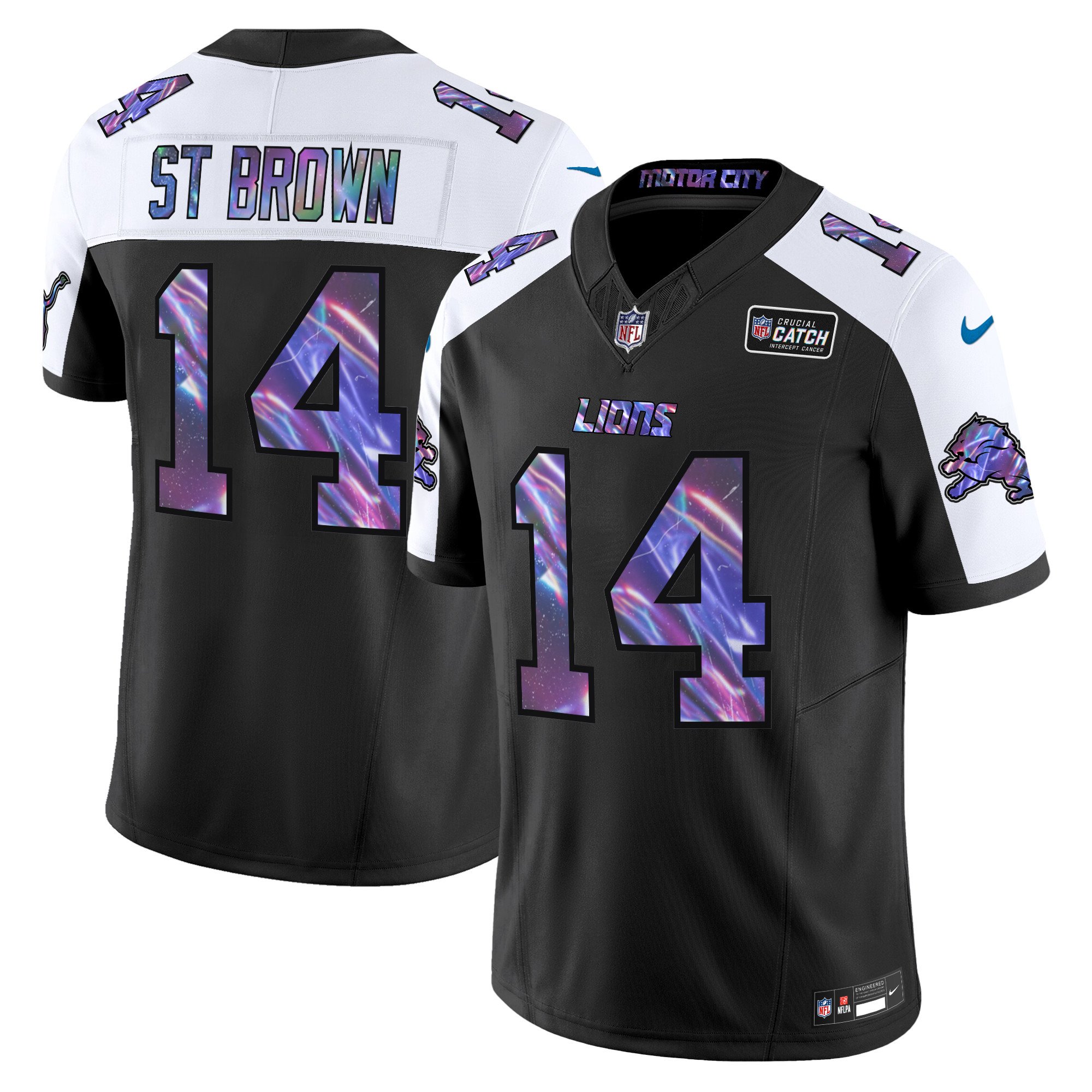 Men's St. Brown Detroit Lions 2024 Crucial Catch Vapor Limited Black Alternate Jersey - All Stitched
