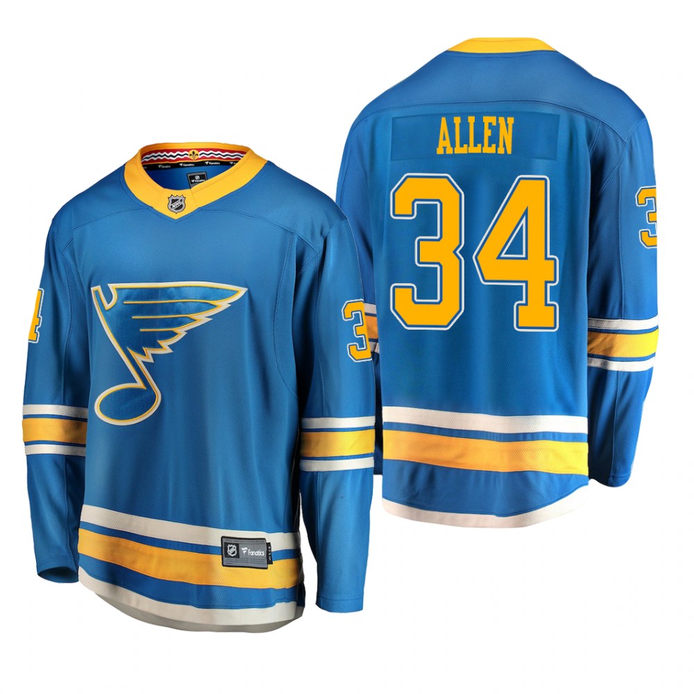 Men's St. Louis Blues Jake Allen #34 2018-19 Alternate Reasonable Breakaway Jersey - Blue