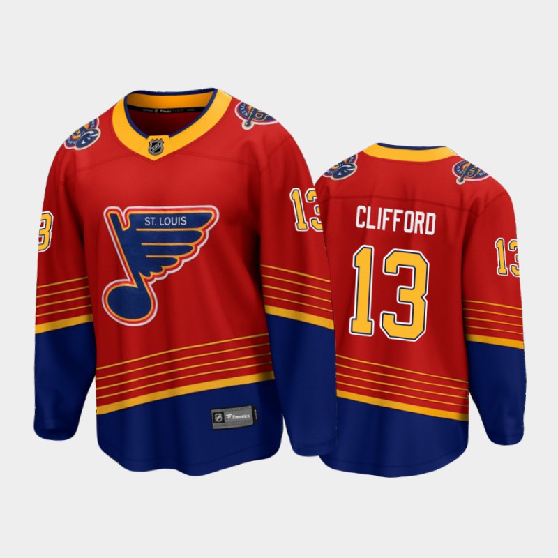 Men's St. Louis Blues Kyle Clifford #13 Reverse Retro Red 2020-21 Breakaway Player Jersey