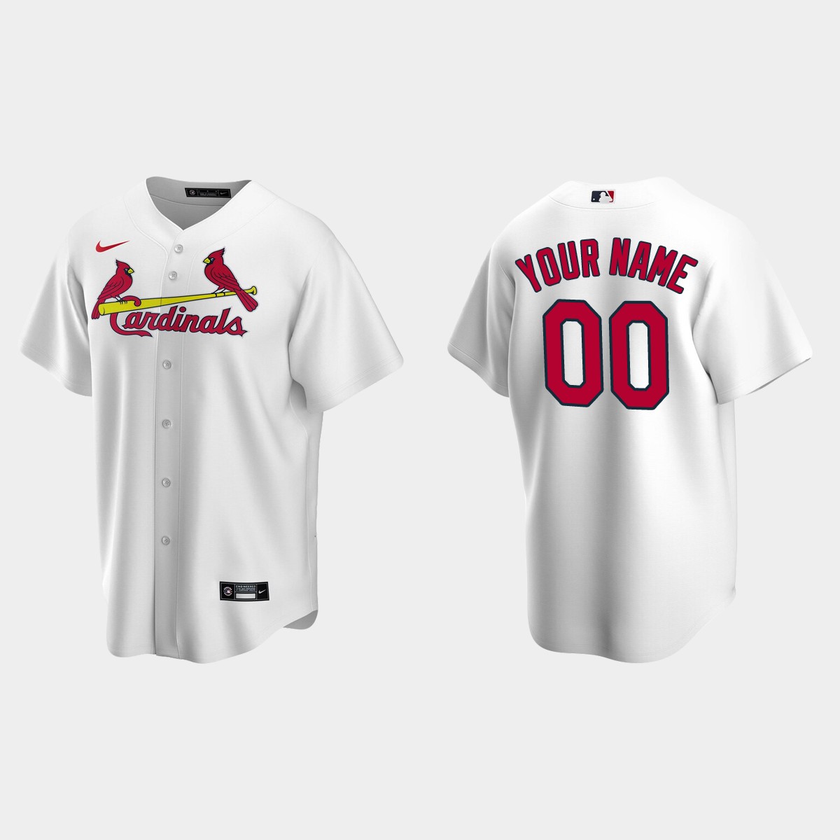 Men's St. Louis Cardinals White Home Custom Jersey