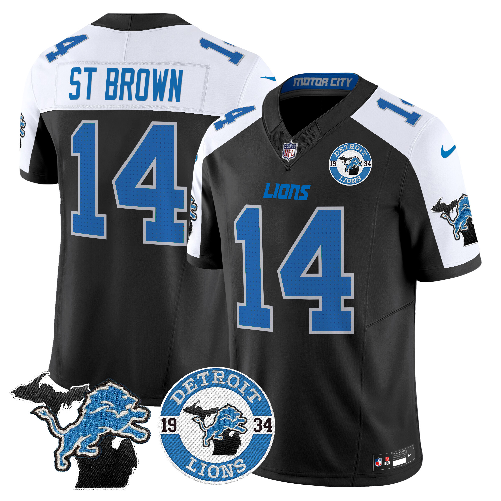 Men's St.Brown Detroit Lions 2024 Vapor Limited Alternate Jersey - All Stitched