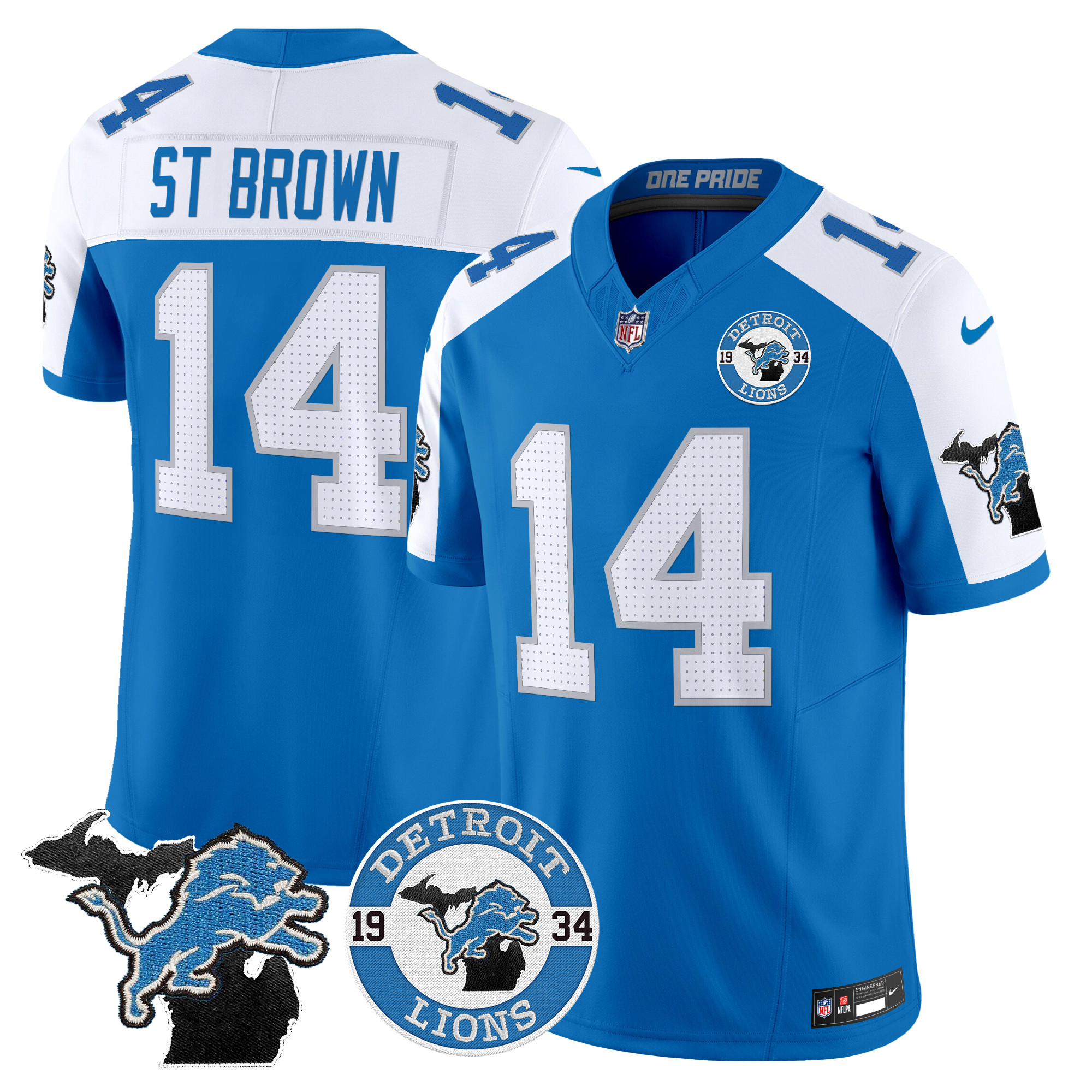 Men's St.Brown Detroit Lions 2024 Vapor Limited Blue Alternate Jersey - All Stitched