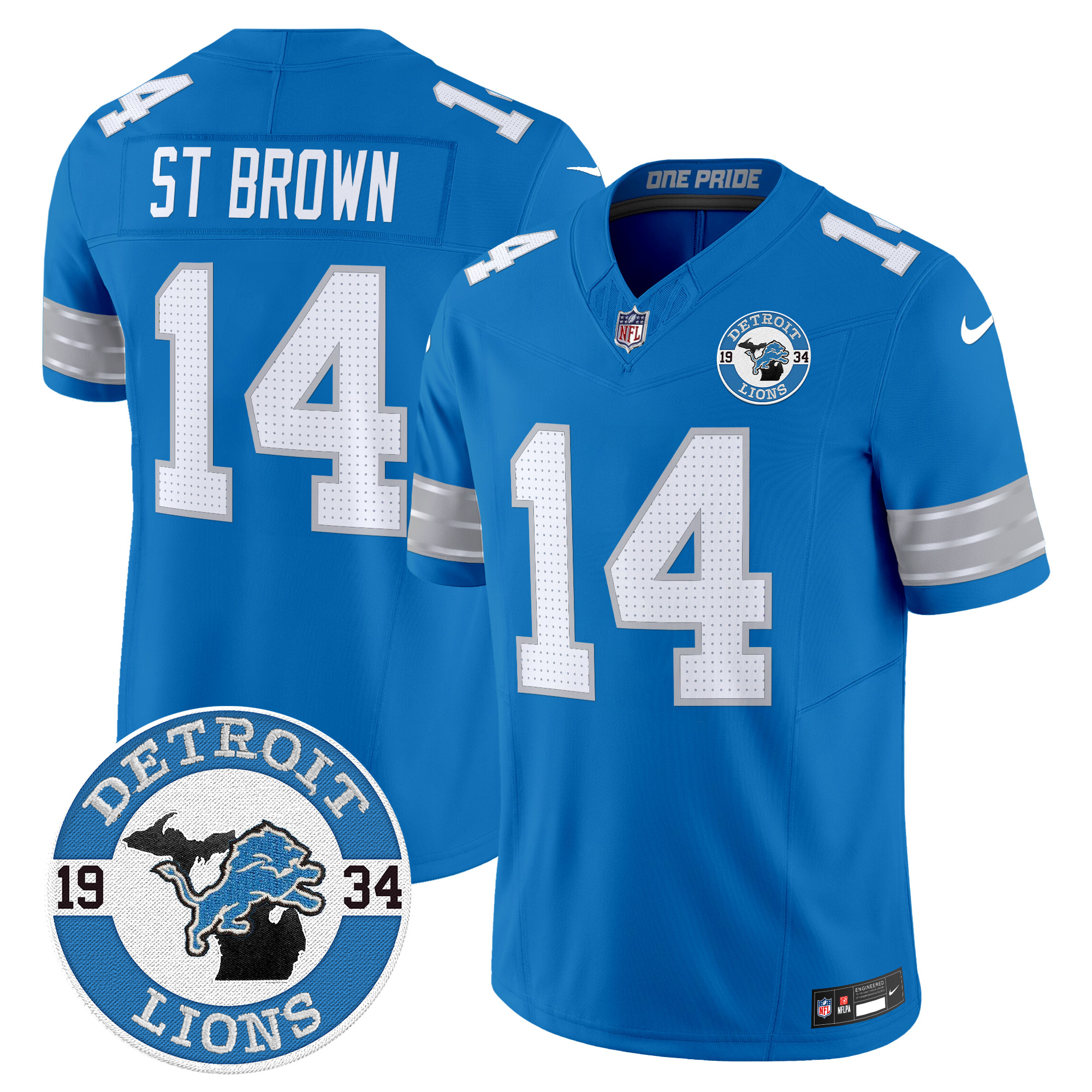 Men's St.Brown Detroit Lions 2024 Vapor Limited Blue Jersey - All Stitched