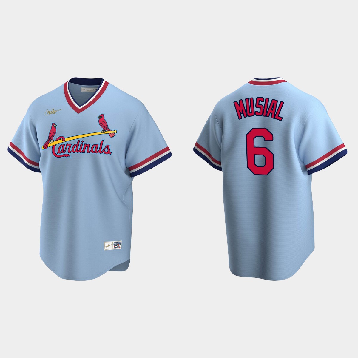Men's Stan Musial St. Louis Cardinals Cooperstown Collection Road Jersey - Light Blue