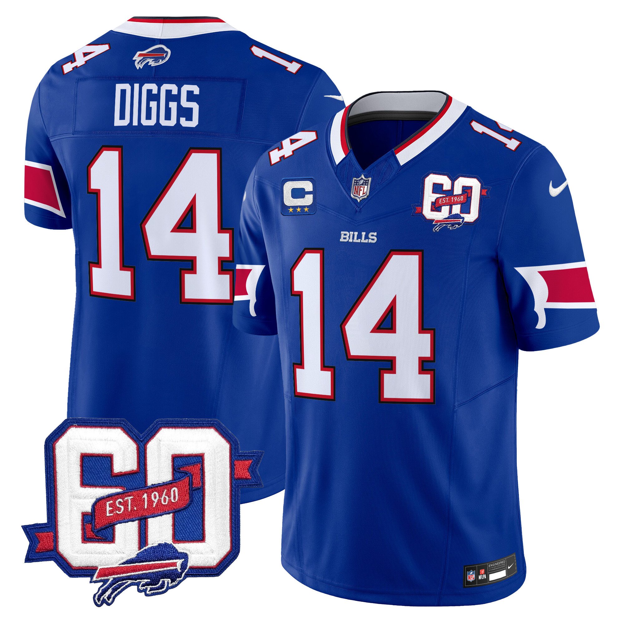 Men's Stefon Diggs Buffalo Bills 60th Anniversary Patch Vapor Limited Royal Jersey - All Stitched